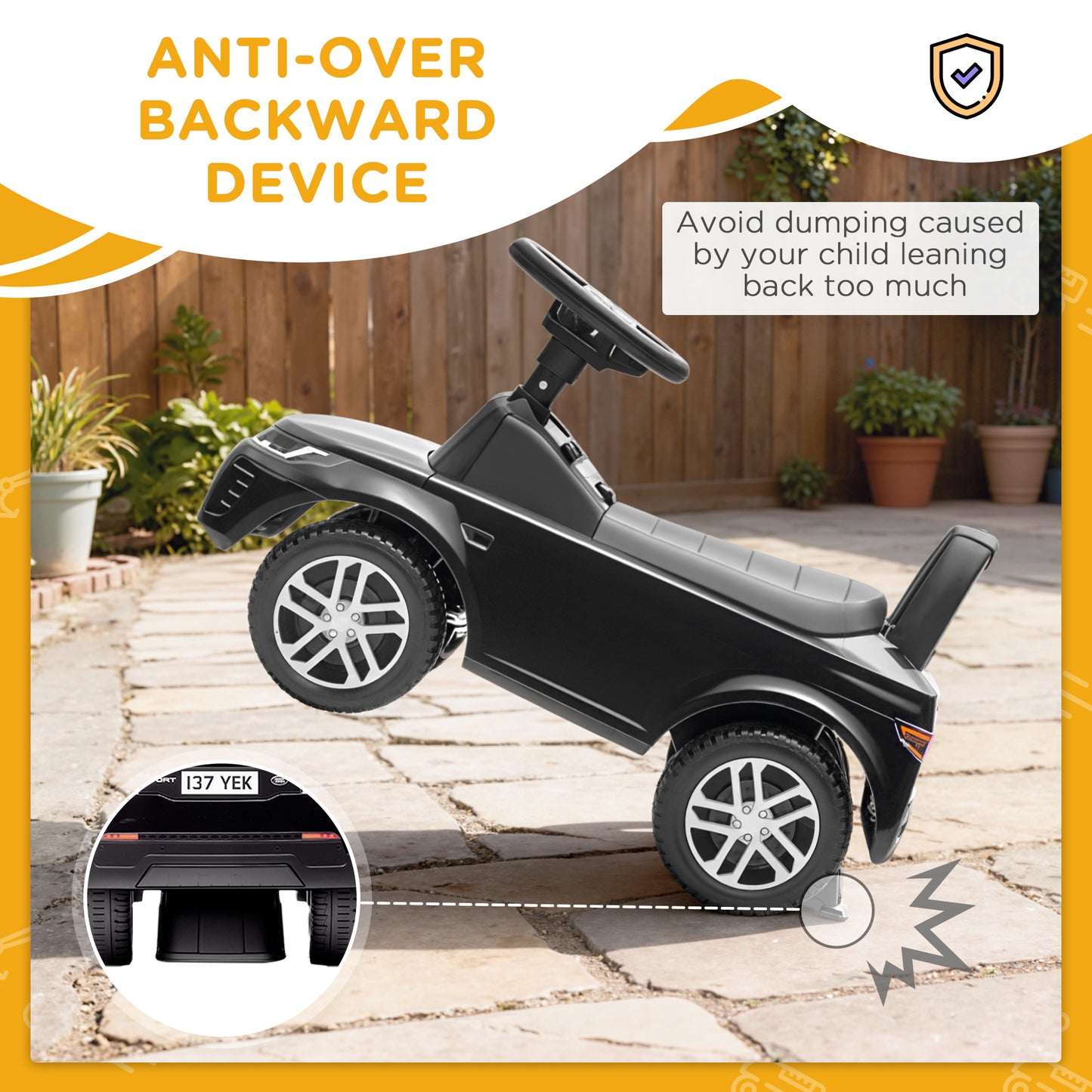 AIYAPLAY Land Rover Licensed Toddler Ride on Car with Horn, Engine Sounds, Under-Seat Storage, for 18-36 Months, Black