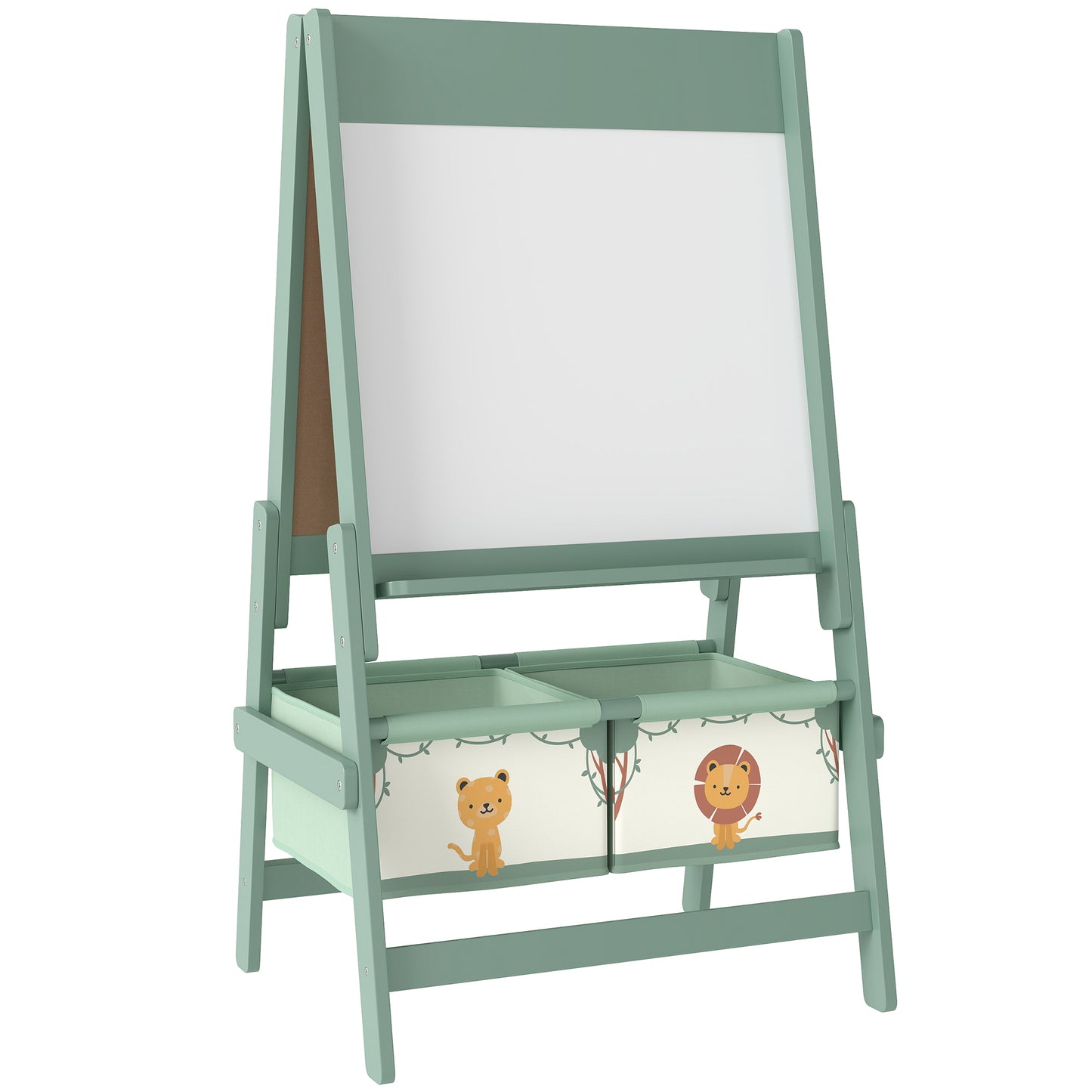AIYAPLAY Art Easel for Kids, Double-Sided Whiteboard/Blackboard with Paper Roll, Two Storage Boxes, for Ages 3-8 Years, Green Default Title