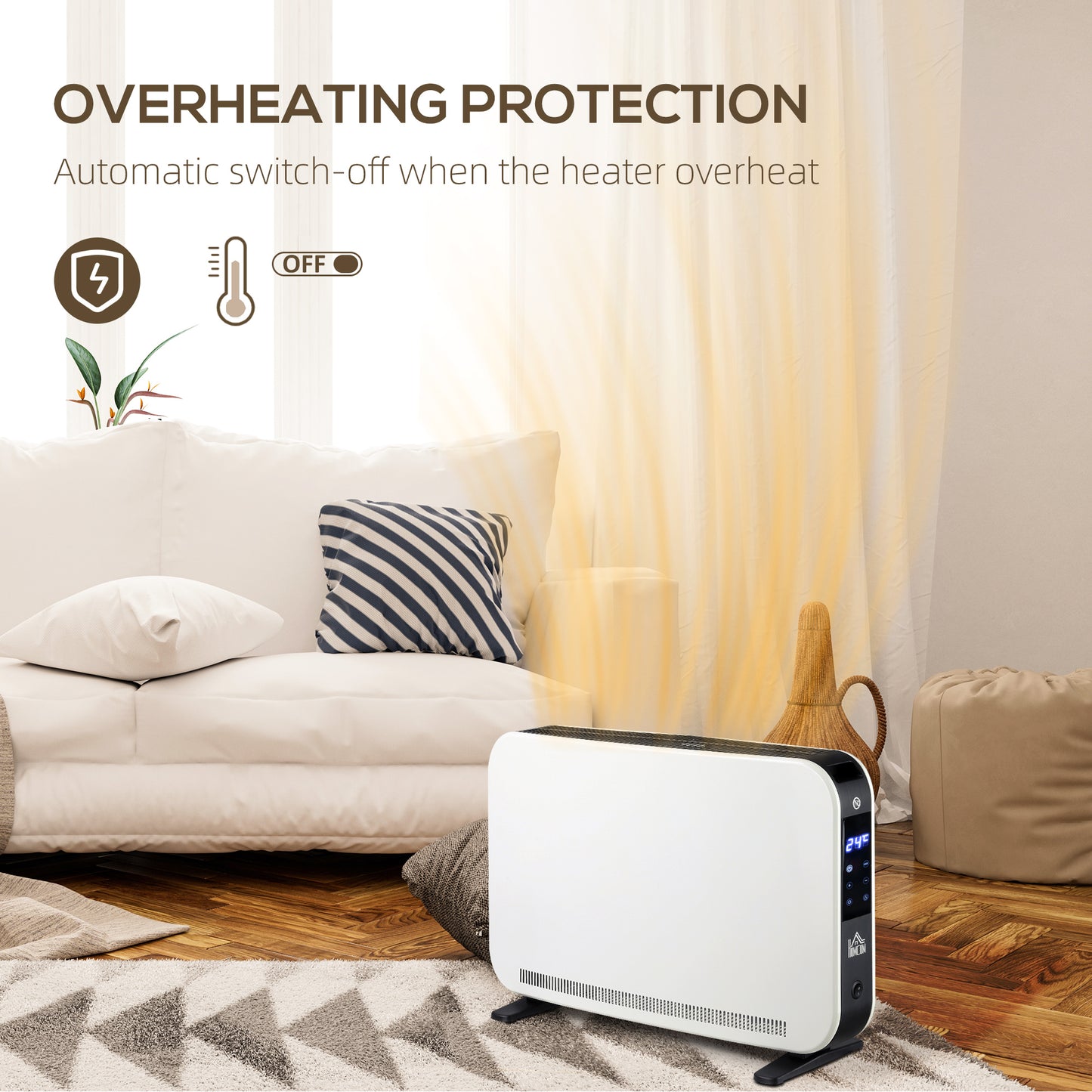 HOMCOM Three-Mode Modern Slimline Heater, 7-35â„ƒ Temperature