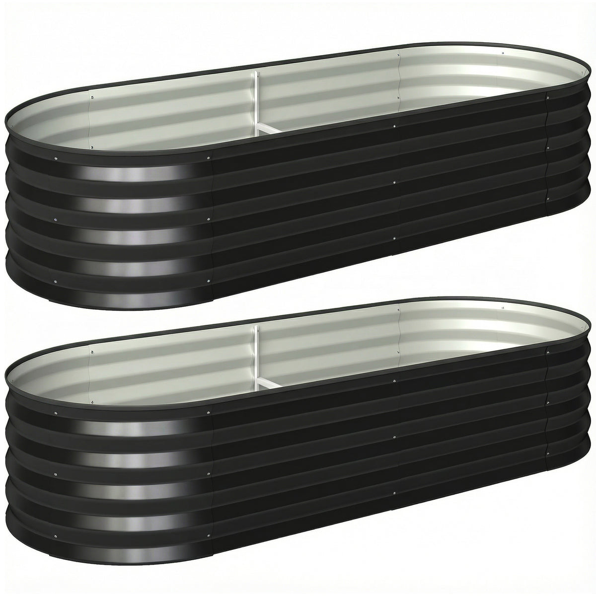 Outsunny Set of Two 150 x 60cm Steel Planters - Dark Grey Default Title