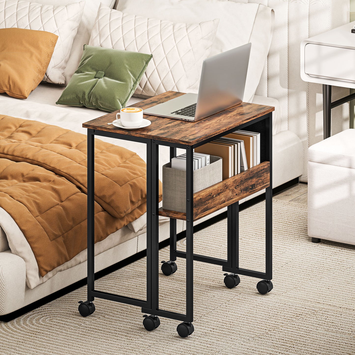 HOMCOM 63 cm Drop Leaf Writing Work Desk - Rustic Brown