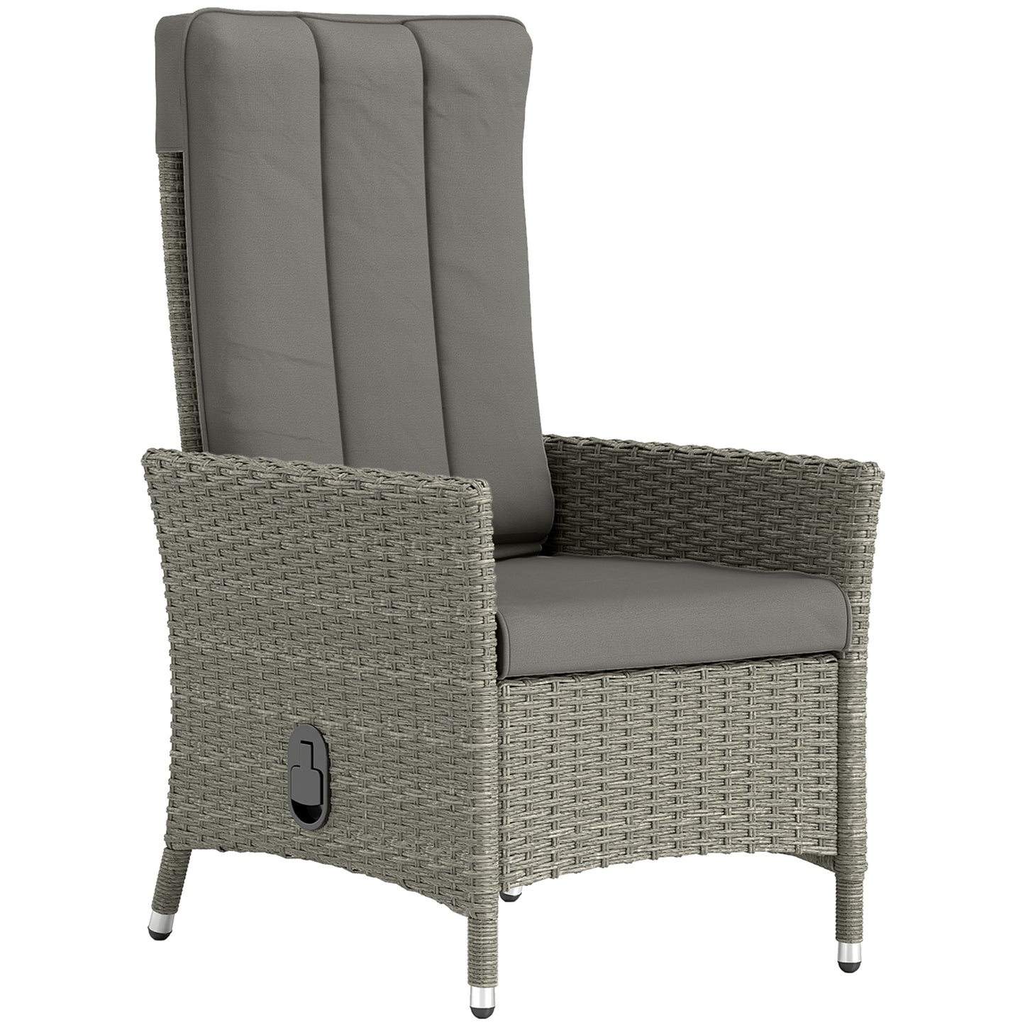 Outsunny 105Â°-150Â° Reclining Rattan Chair - Grey