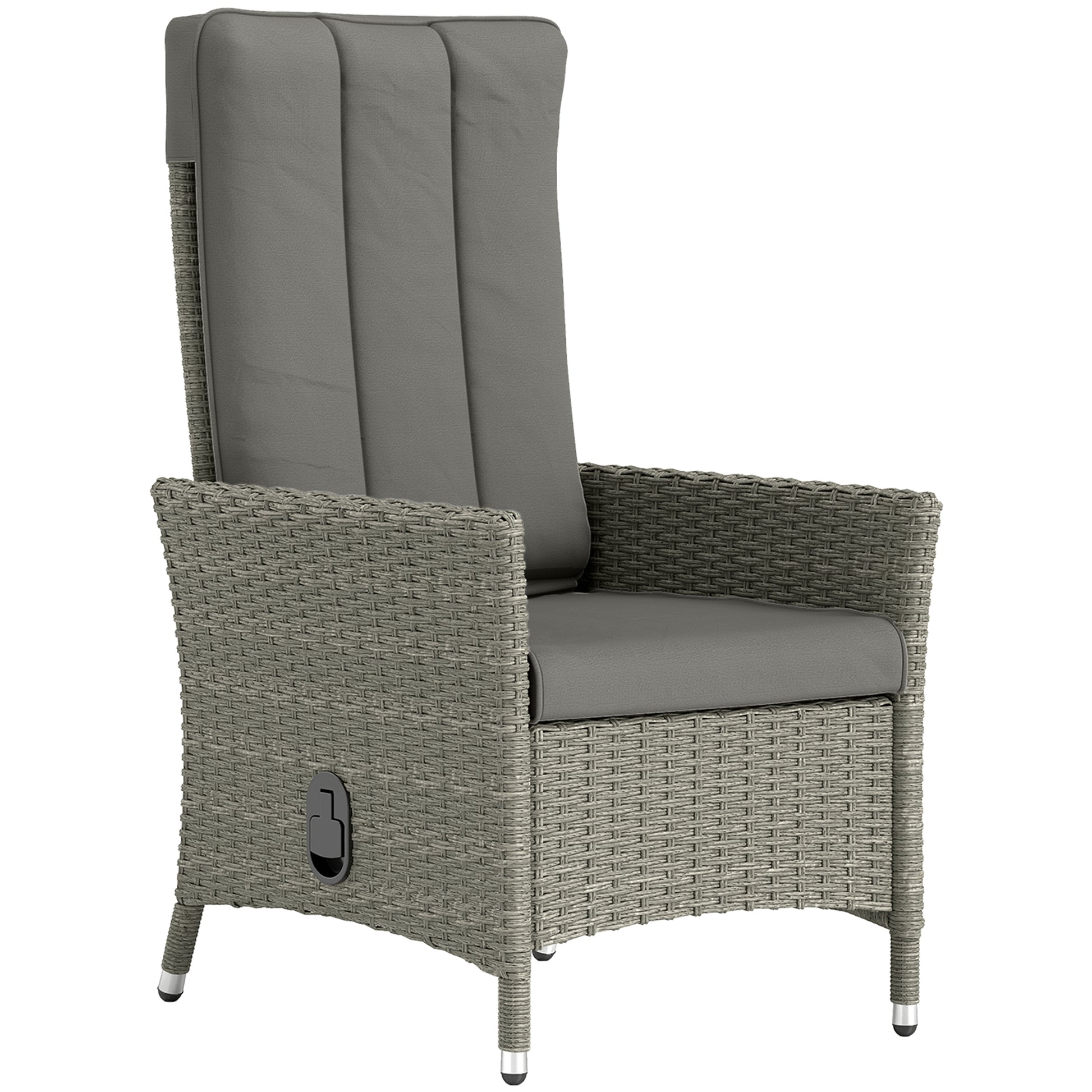 Outsunny 105Â°-150Â° Reclining Rattan Chair - Grey