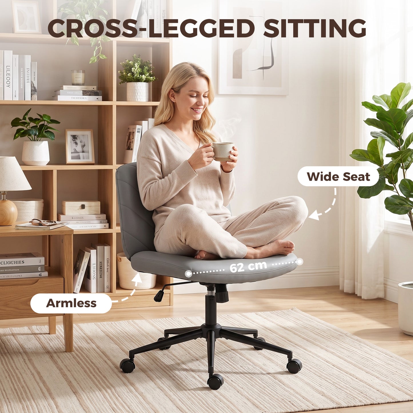 HOMCOM extra nail tech rolling retro fabric cute teenager arms hairdresser on chairs desks spinny comfortable beauty