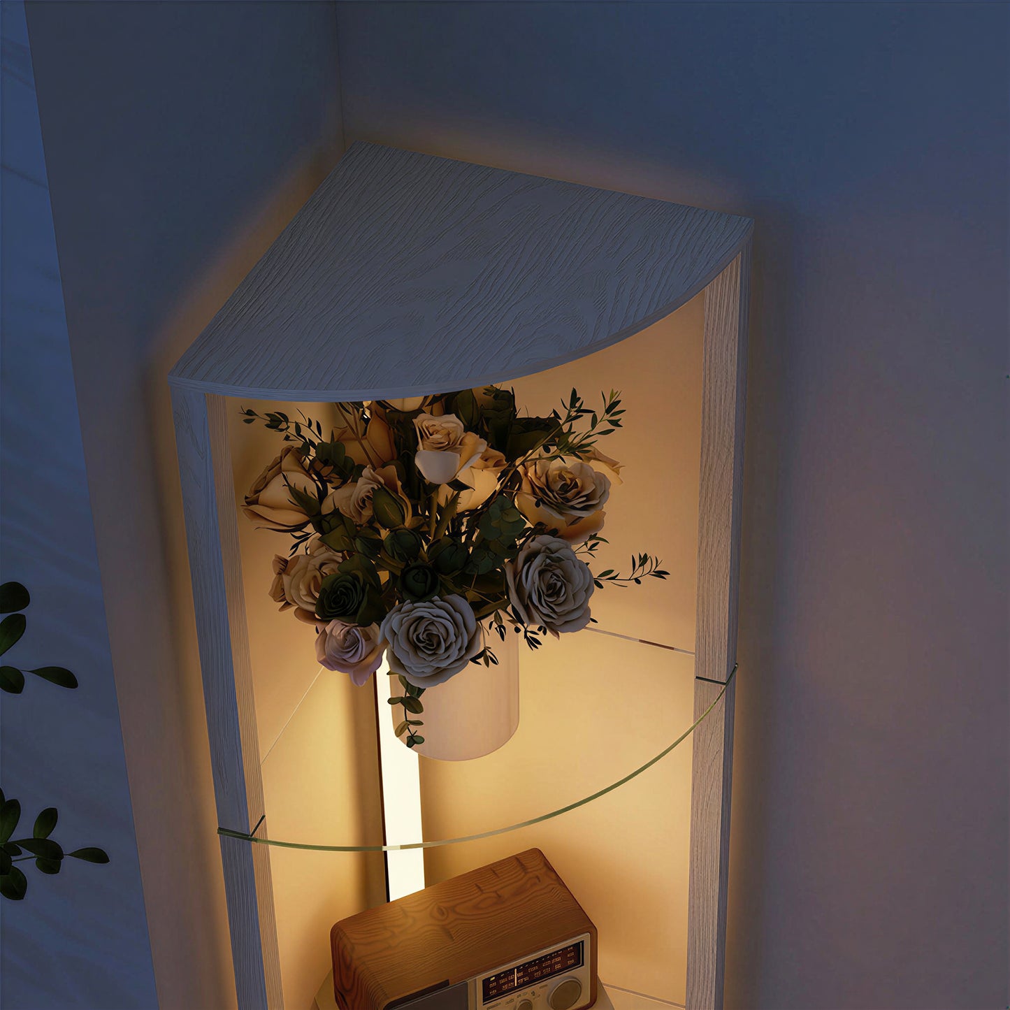 HOMCOM LED Floor Lamp with Shelves, Dimmable Standing Lamp with Foot Switch for Living Room, Bedroom, White