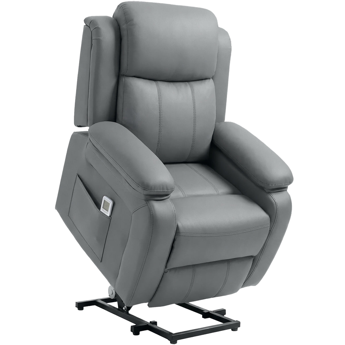 HOMCOM Riser and Recliner Chair with Massage, PU Leather Power Electric Lift Chair for Elderly with High Back, Grey Default Title