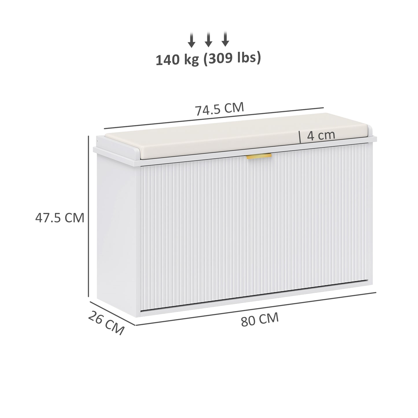 HOMCOM Elegant Eight Shoe Bench, with Top Seat - White