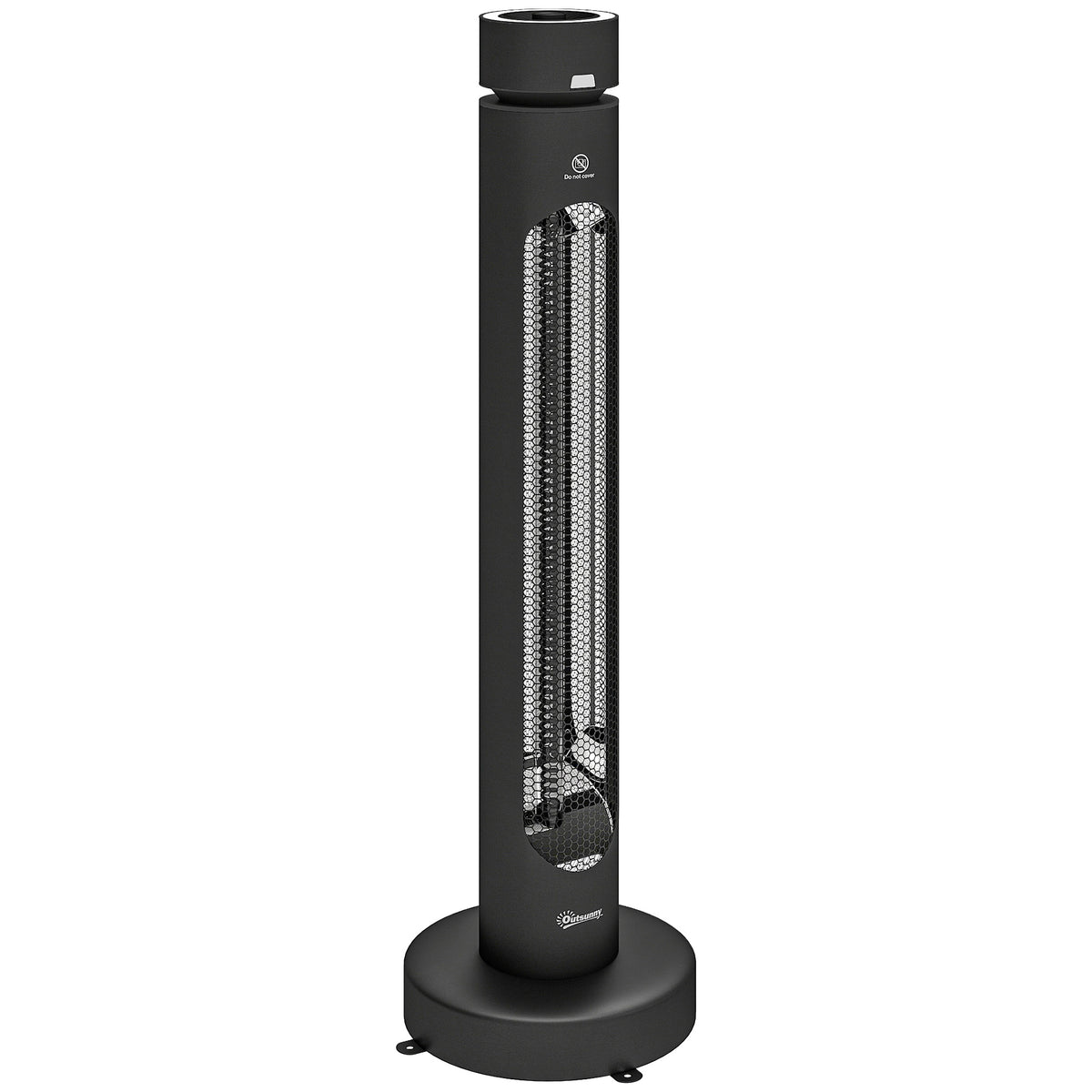 Outsunny 2000 W Electric Infrared Patio Heater, Free Standing Oscillating Outdoor Garden Heater with Knob/Remote Control, Black Default Title
