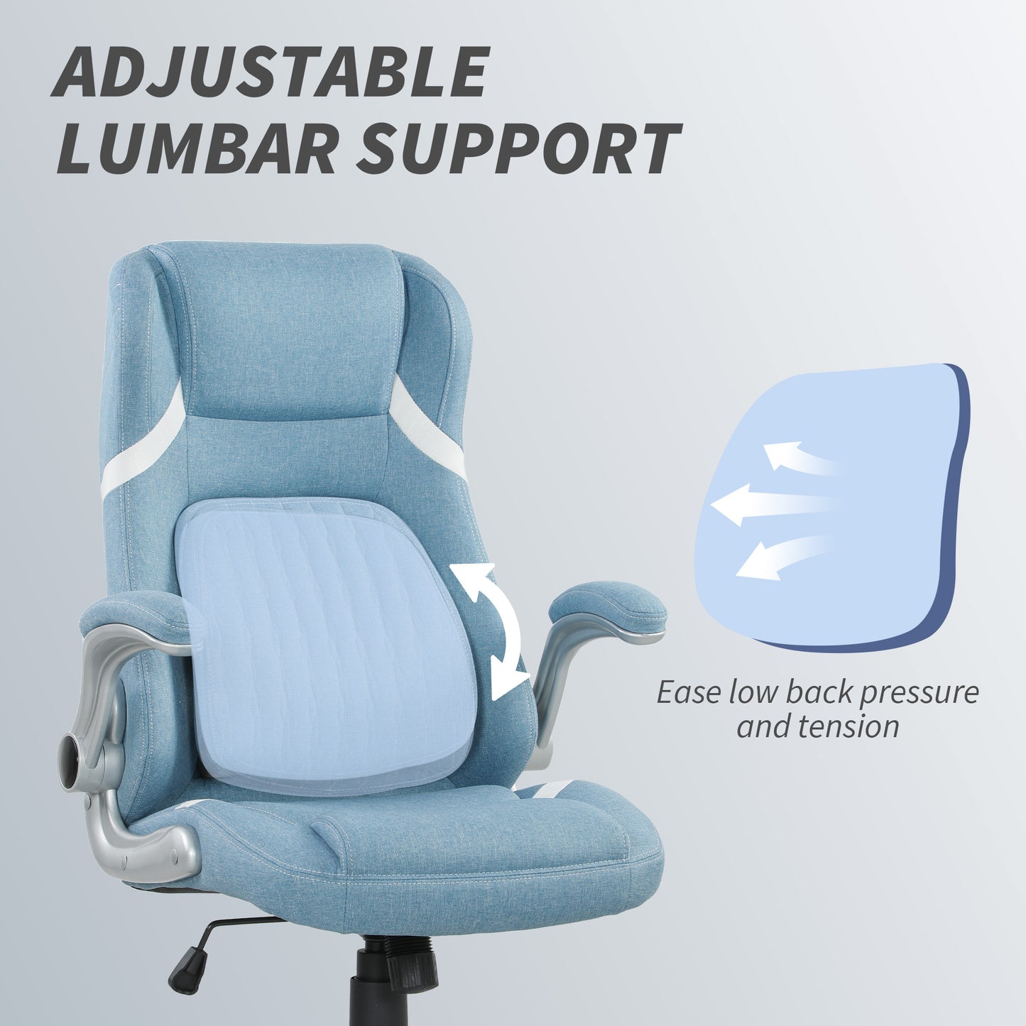 Vinsetto Linen-Look Office Chair, with Adjustable Height and Tension - Blue