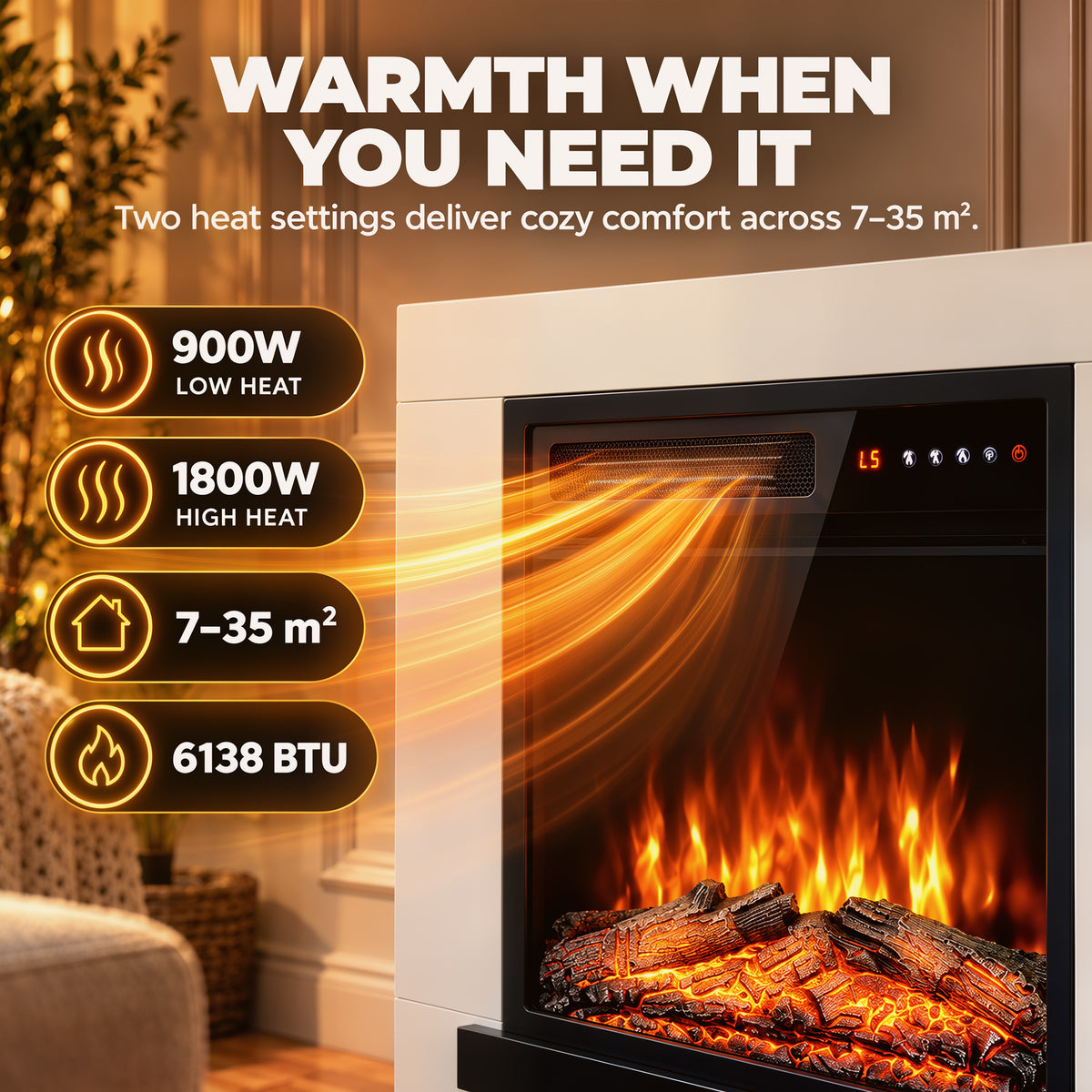 HOMCOM Freestanding Electric Fireplace Suite, Electric Fire and Surround, Adjustable Flame Effect, Remote, Timer, 900W/1800W