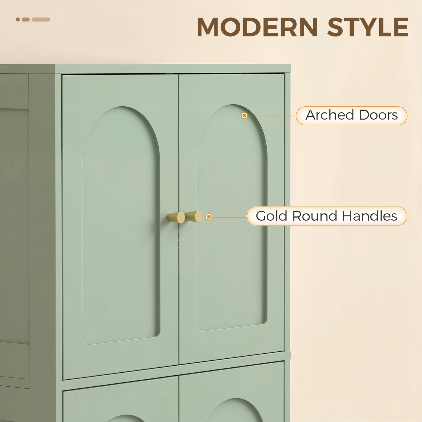 HOMCOM 4-Door Kitchen Storage Cabinet with Adjustable Shelves - Green