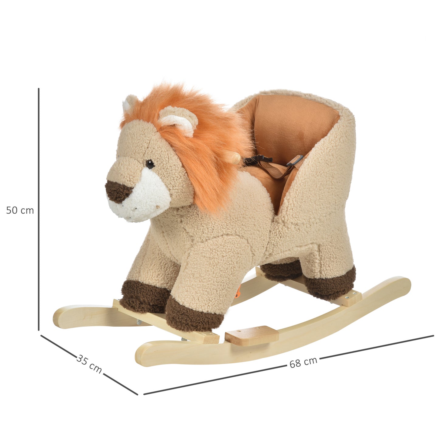 HOMCOM Kids Lion-themed Rocking Horse, with Roaring Sound Button, Seatbelt, Brown