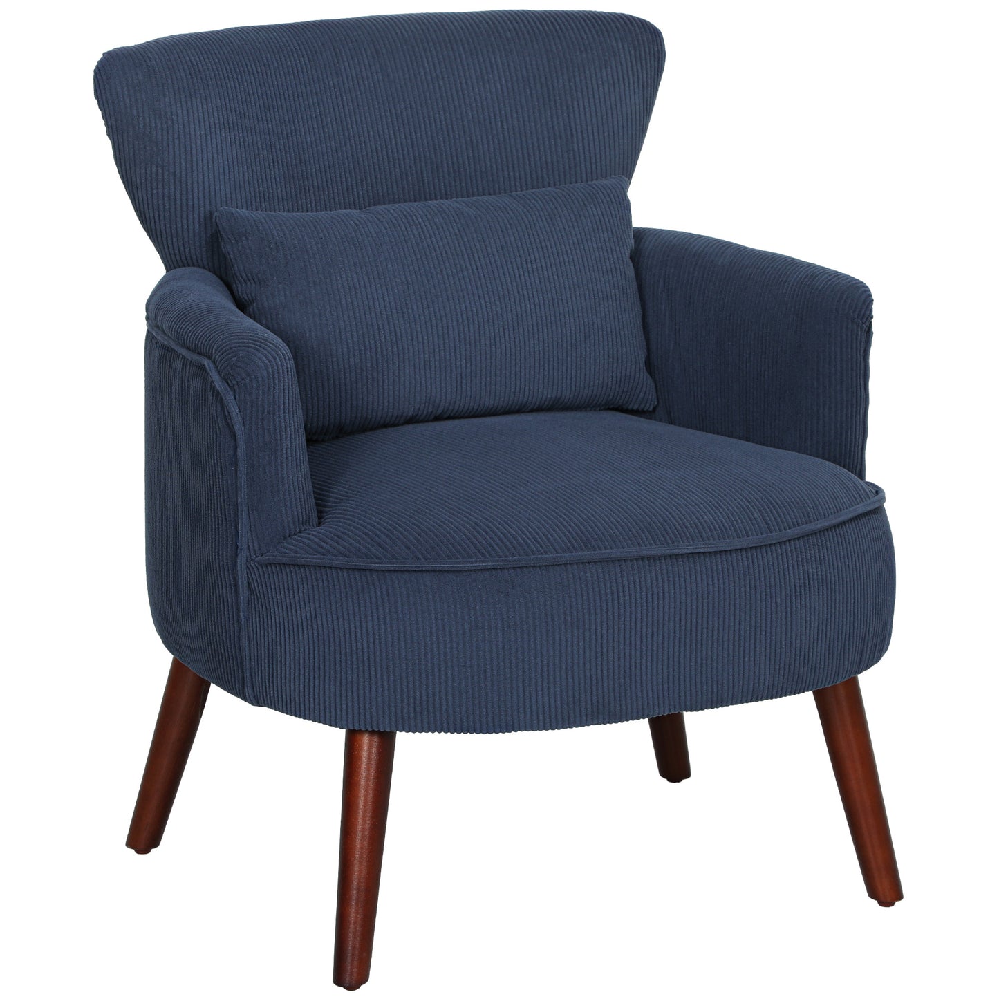 HOMCOM Corduroy Retro Accent Chair - Blue Default Title