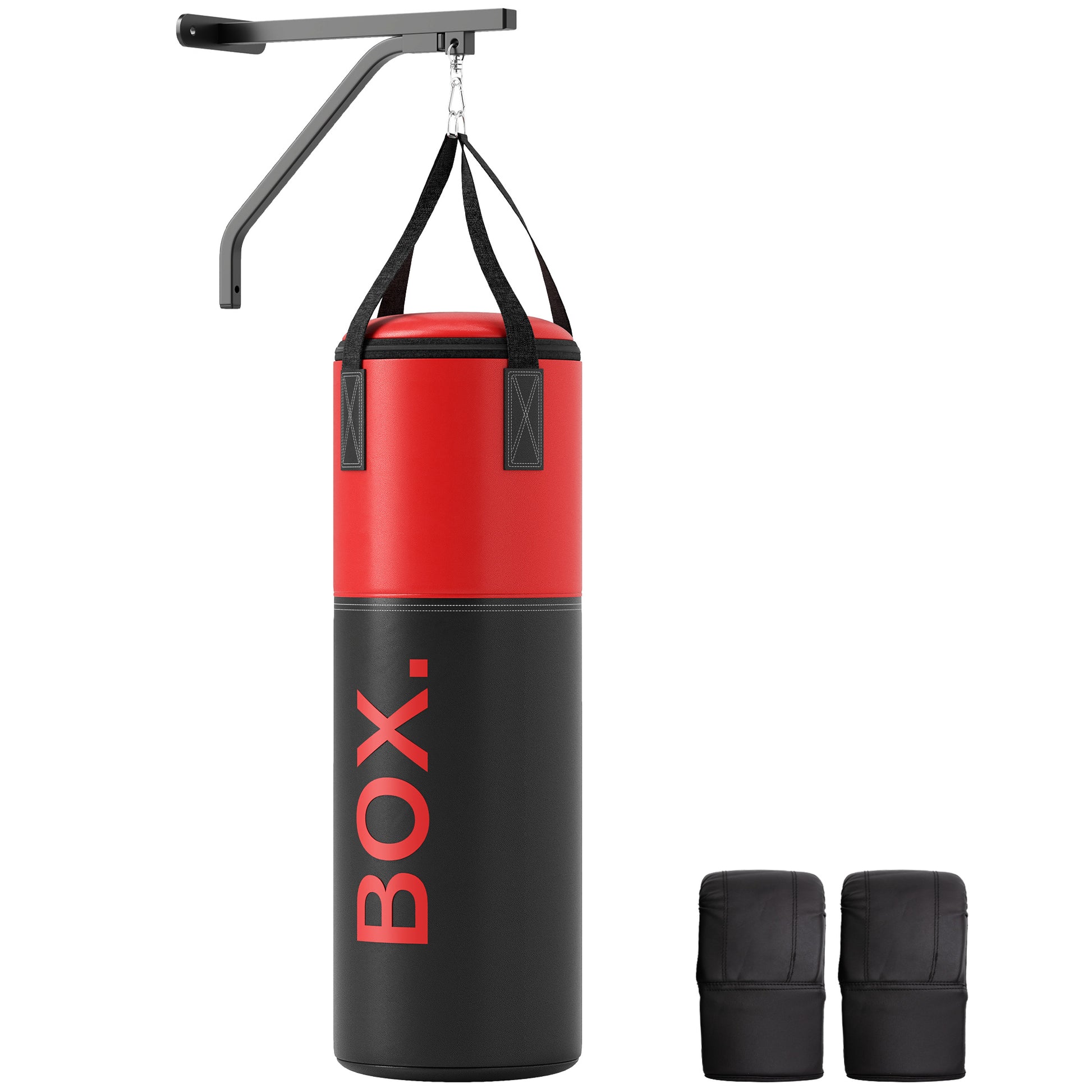SPORTNOW Unfilled Punching Bag Set with Boxing Bag Bracket, Boxing Gloves, Hand Wraps and 360Â° Swivel Hook