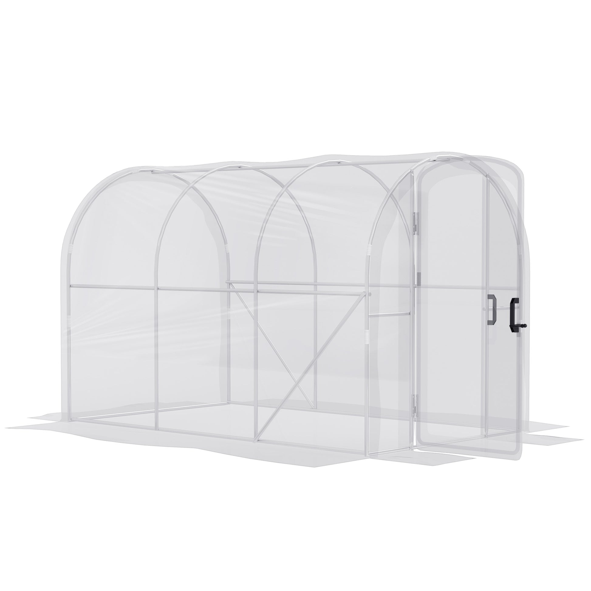 Outsunny Polytunnel Greenhouse Walk-in Grow House with PE Cover, Door and Galvanised Steel Frame, 3 x 2 x 2m, Clear