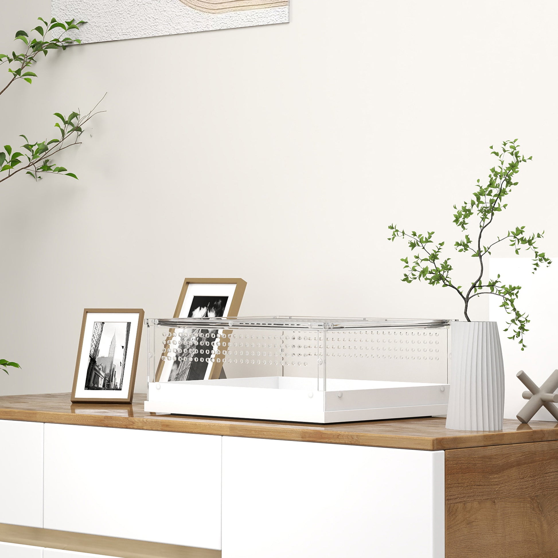 PawHut Acrylic Reptile Terrarium with Top Sliding Door, Vents, for Snake, Frog, Spider, Gecko, Tarantula, 40 x 30 x 15 cm