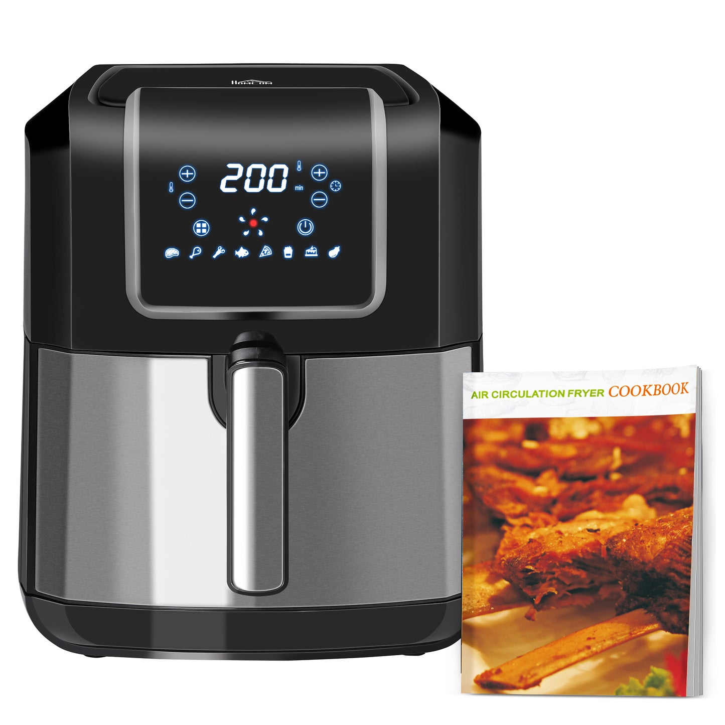 HOMCOM 6.5L Single Basket Air Fryer, 80-200Â°C Temperature, Black and Grey