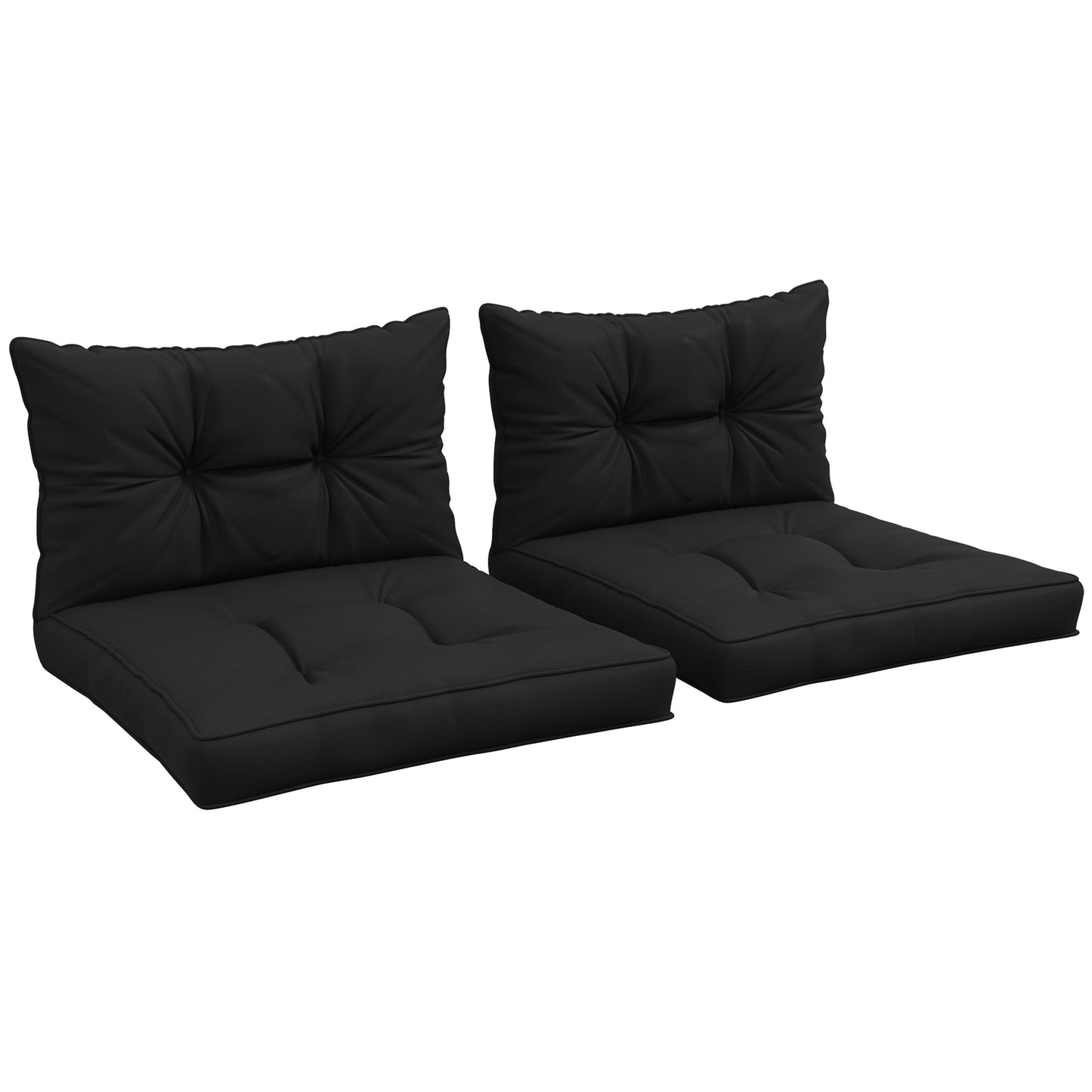 Outsunny 4-Piece Seat Cushions Back Pillows Replacement, Patio Chair Cushions Set for Indoor Outdoor, Black Default Title