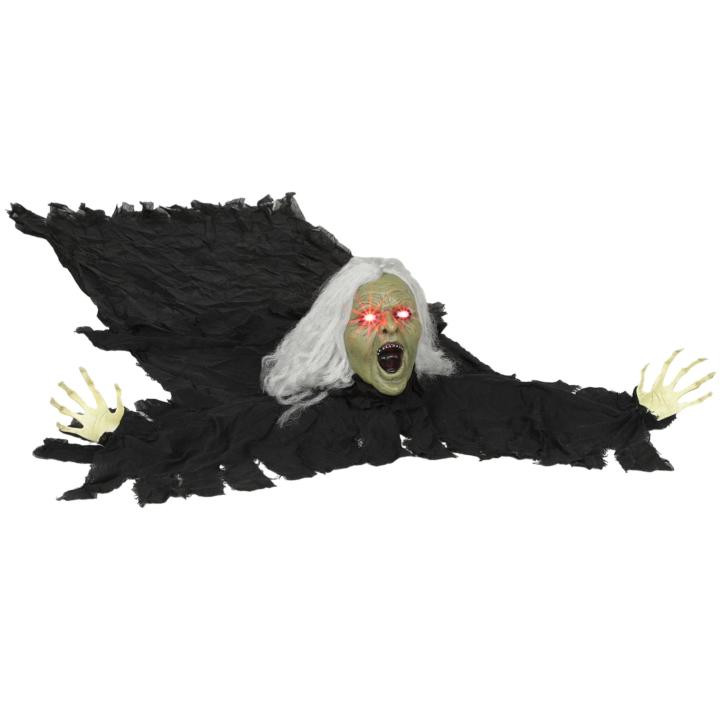 Outsunny 183 cm Life Size Halloween Animated Crawling Zombie with Glowing LED Eyes, Scary Halloween Decorations, Battery Operated, Indoor Outdoor Party Props Default Title