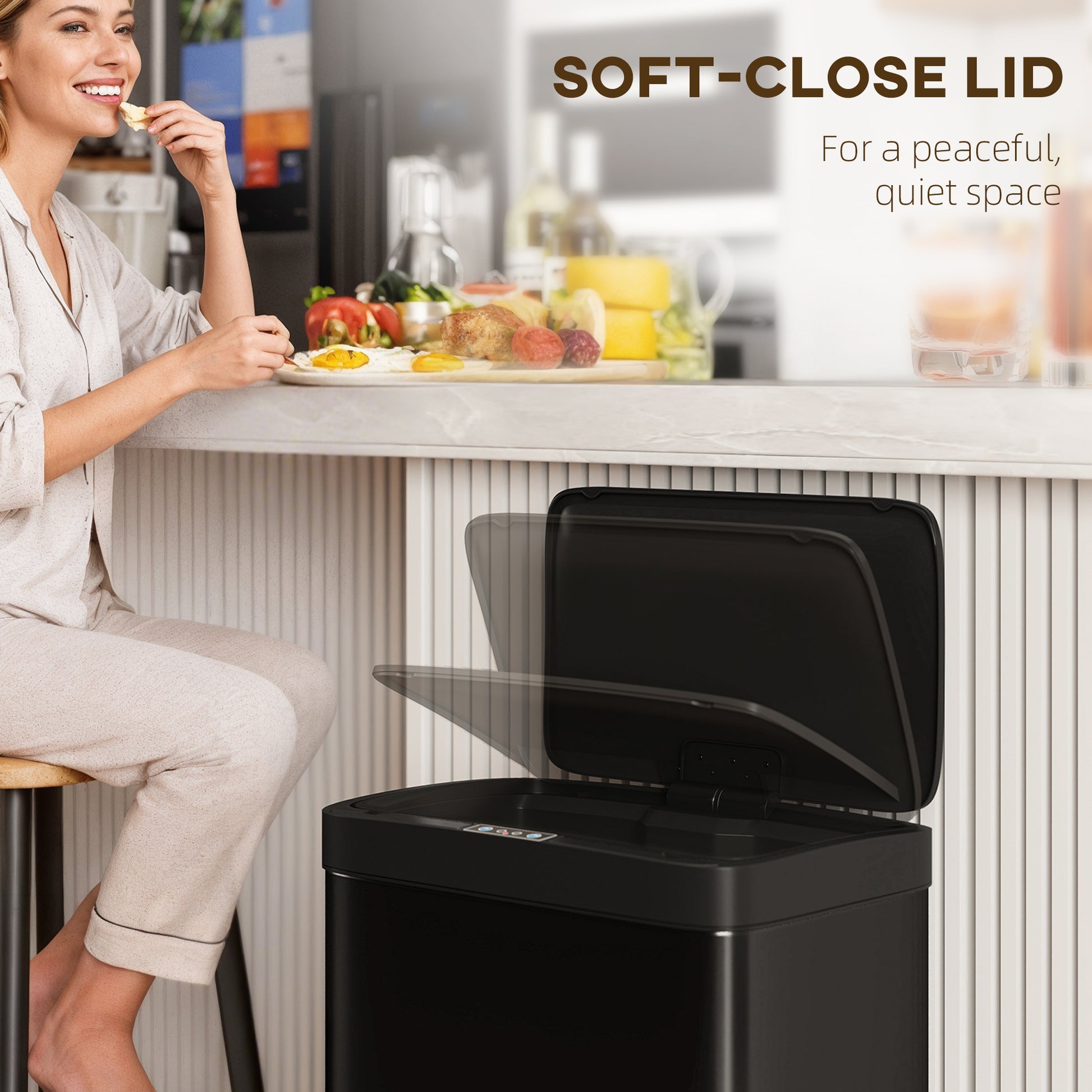 HOMCOM 45L Kitchen Sensor Bin - Black
