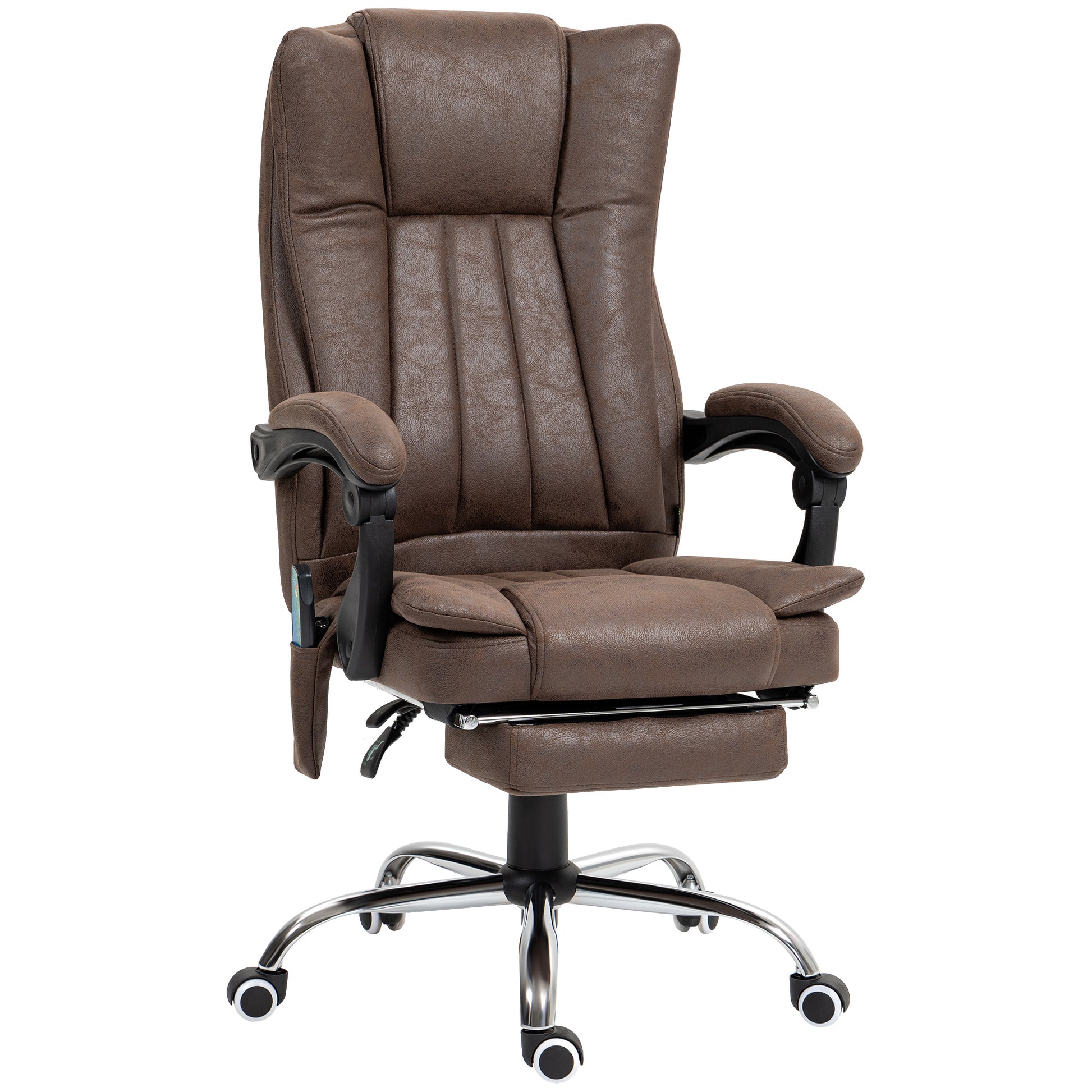 Vinsetto Vibrating Massage Office Chair with Heat, Desk Chair with Height Adjustable and Footrest, Dark Brown