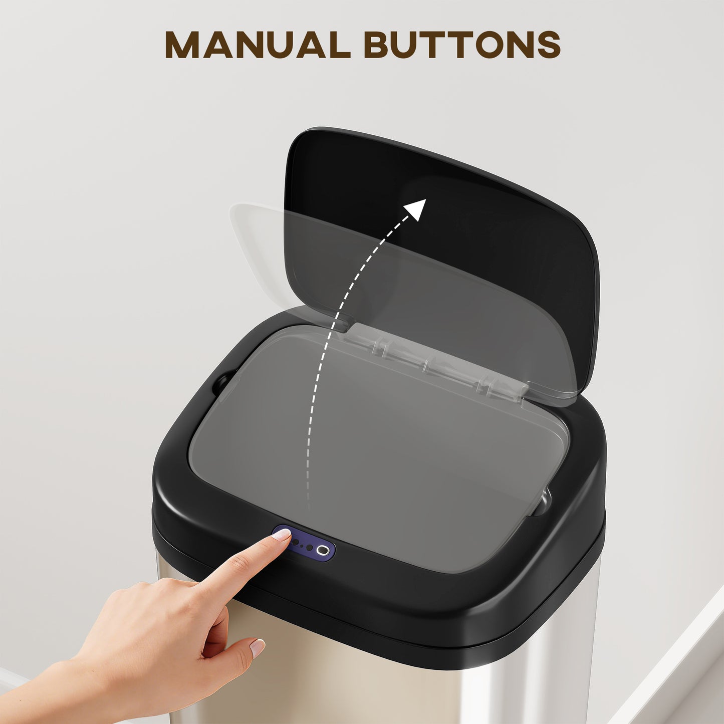 HOMCOM 50L Stainless Steel Sensor Bin - Silver Tone