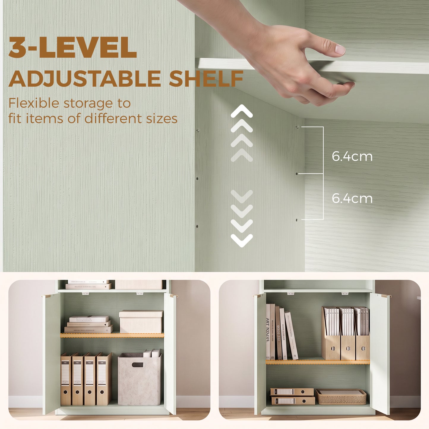 HOMCOM Bookcase Adjustable Shelf Bookshelf Anti-Tip Hardware 6-Tier, Light Green
