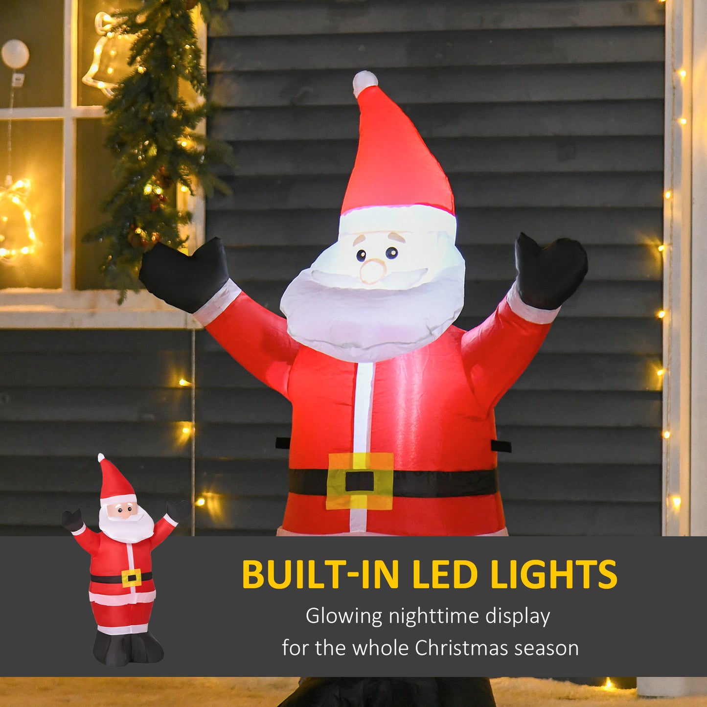 HOMCOM 4ft Inflatable Christmas Santa Claus Xmas Decoration 1 LED Holiday Air Blown Yard Outdoor DÃ©cor