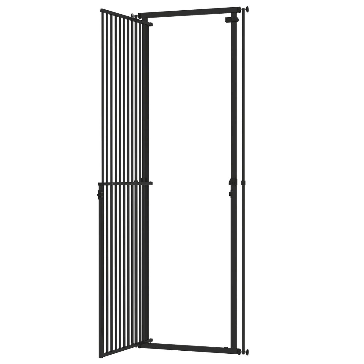 PawHut Extra Tall Pet Gate, Baby Gate w/ 112-200cm Adjustable Height, Two-Way Open, No-Drill, Fits 76-80cm & 81-85cm Door Black