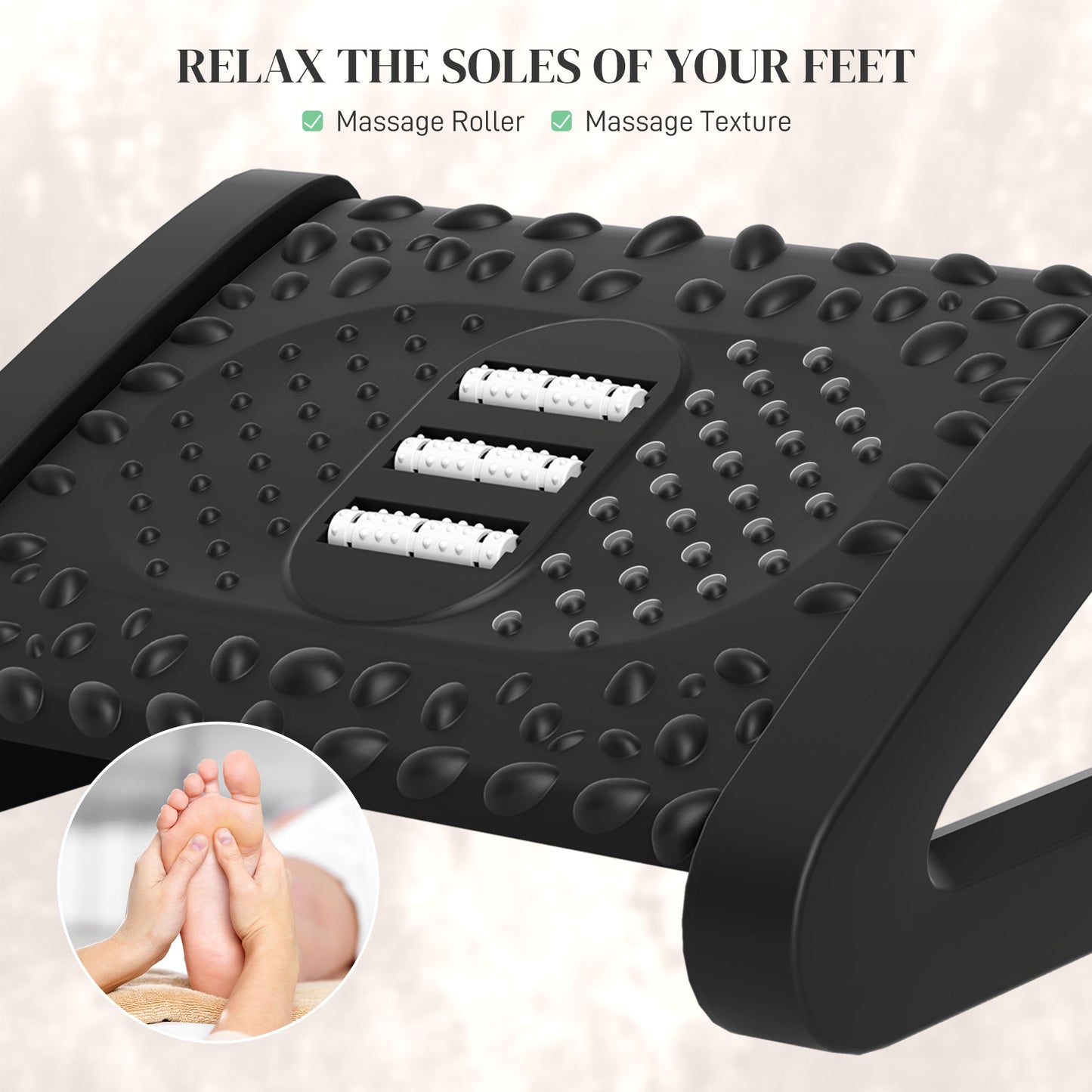 HOMCOM 10Â°-45Â° Six-Angle Massage Footrest - Black