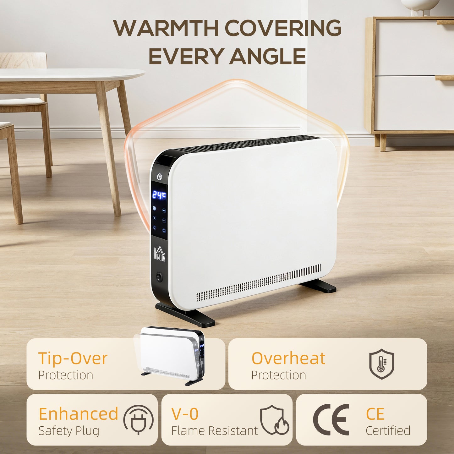 HOMCOM Three-Mode Modern Slimline Heater, 7-35â„ƒ Temperature