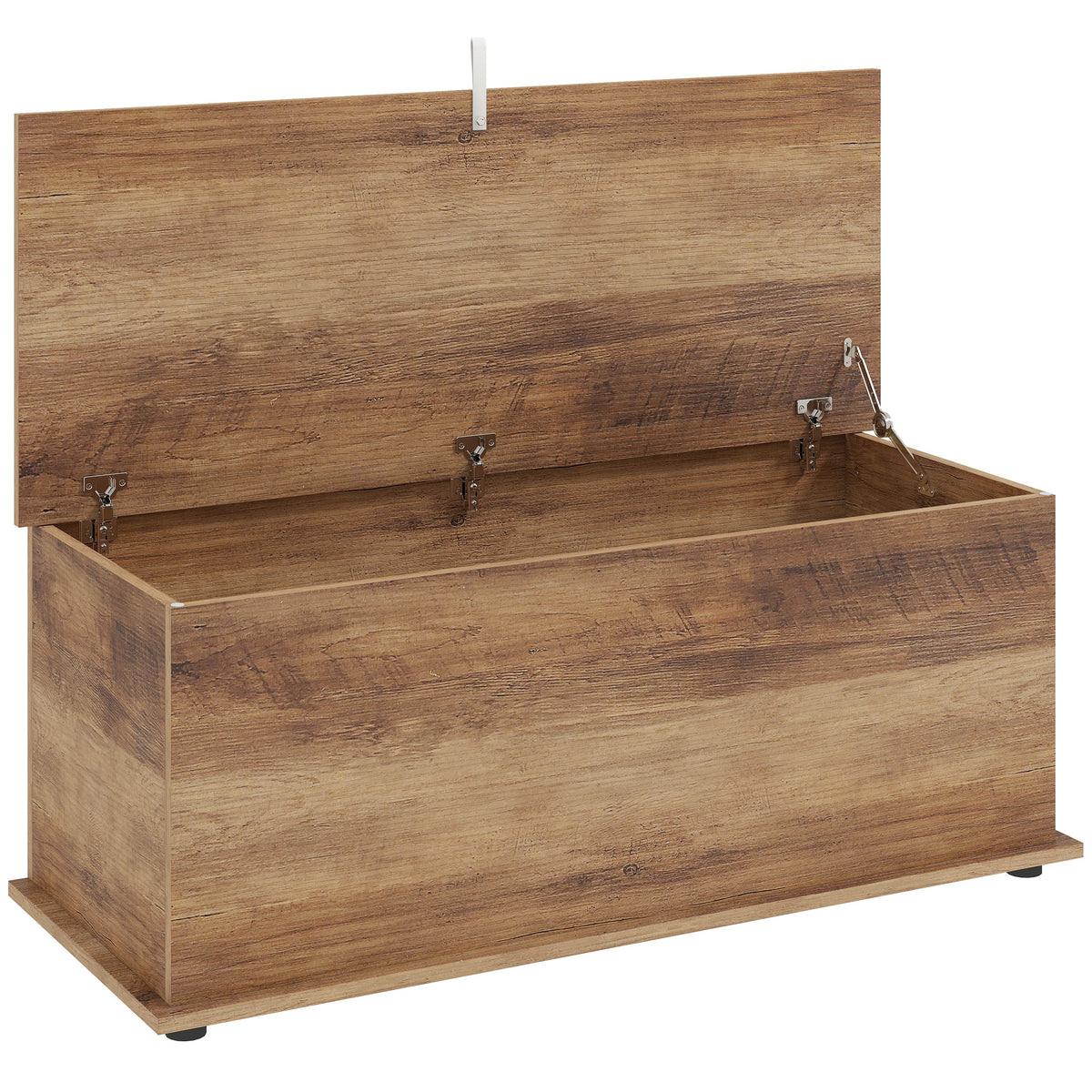 HOMCOM Storage Chest, Large 113L Blanket Box, Shoe Bench with Safety Hinged Lid, Storage Trunk, Bed End Bench for Bedroom, Hallway, Living room, Playroom, 100 x 40 x 40cm, Brown Wood Grain Default Title