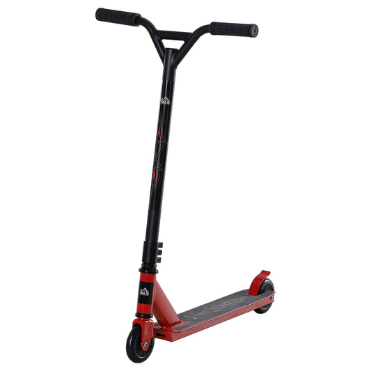 HOMCOM Street Stunt Scooter Intermediate and Beginner Freestyle Tricks Scooters For 14+ Teens Adult w/ Rear Ï†10cm Wheel & Brake - Red