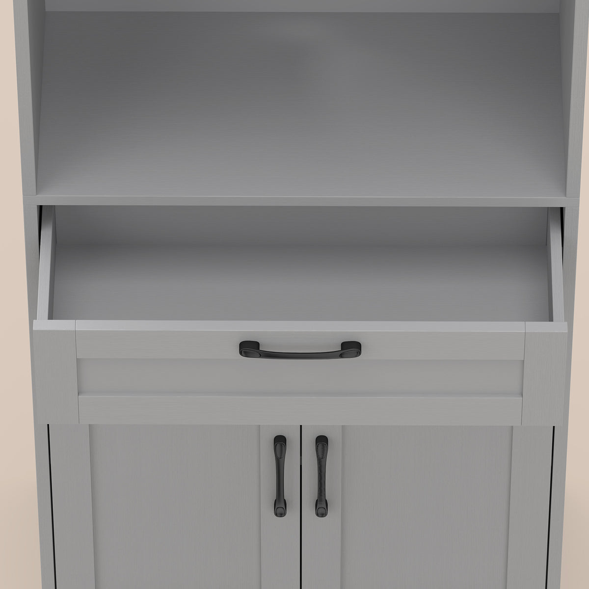 HOMCOM 170 cm Tall Kitchen Pantry with Adjustable Shelves, Freestanding Storage Cabinet with Open Shelf, Grey