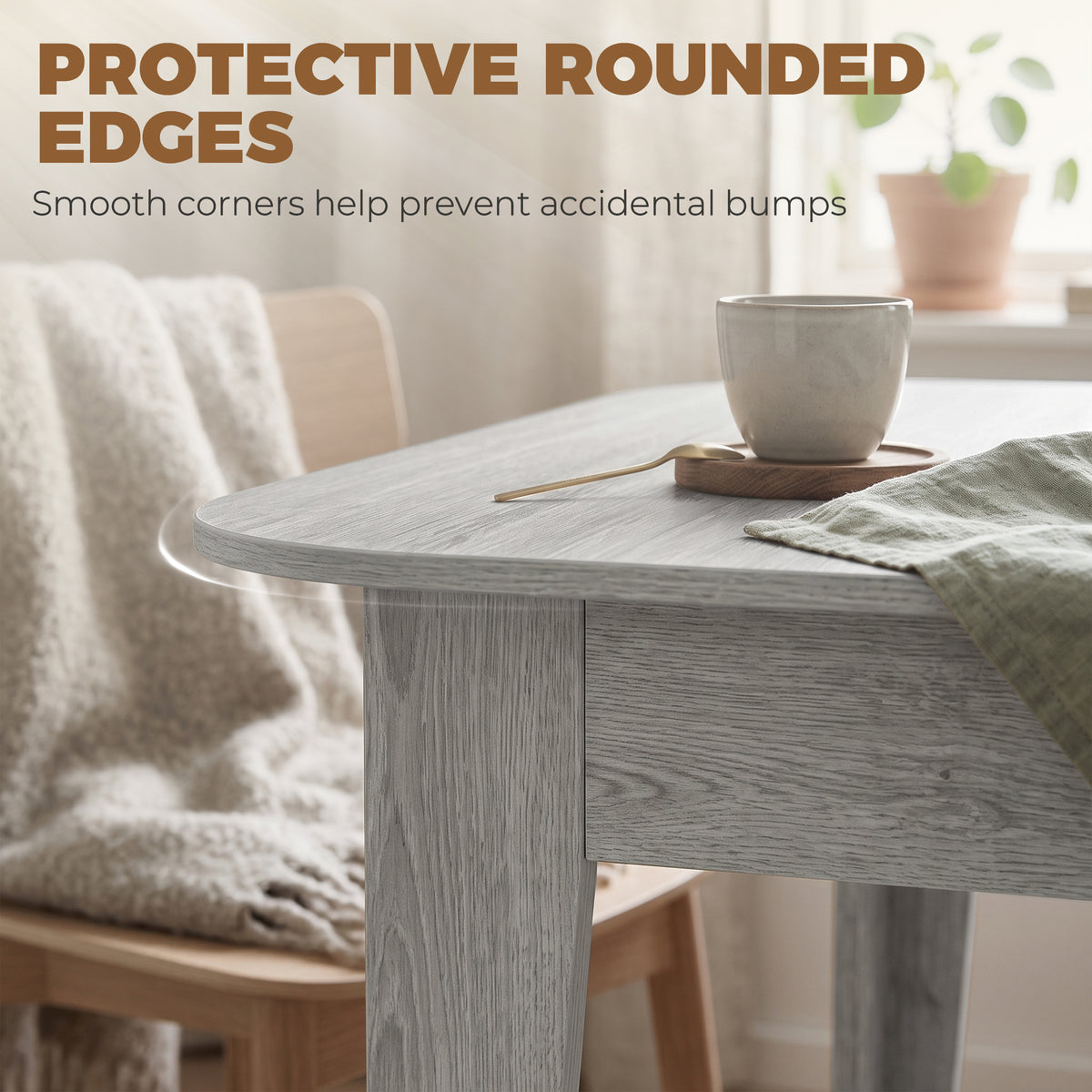 HOMCOM Extendable Oval Dining Table for 4-6, Modern Expandable Kitchen Table, Round Edges, Grey Wood Effect