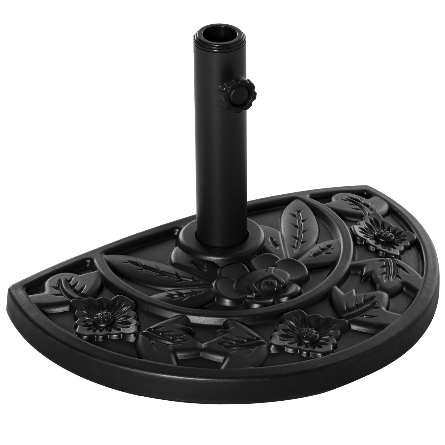 Outsunny 9kg Cement Concrete Half Round Parasol Base Umbrella Stand Garden Outdoor Accessories - Adjustable Coupler Suitable Umbrella Rod: Î¦3.5cm, Î¦3.8cm, Î¦4.8cm