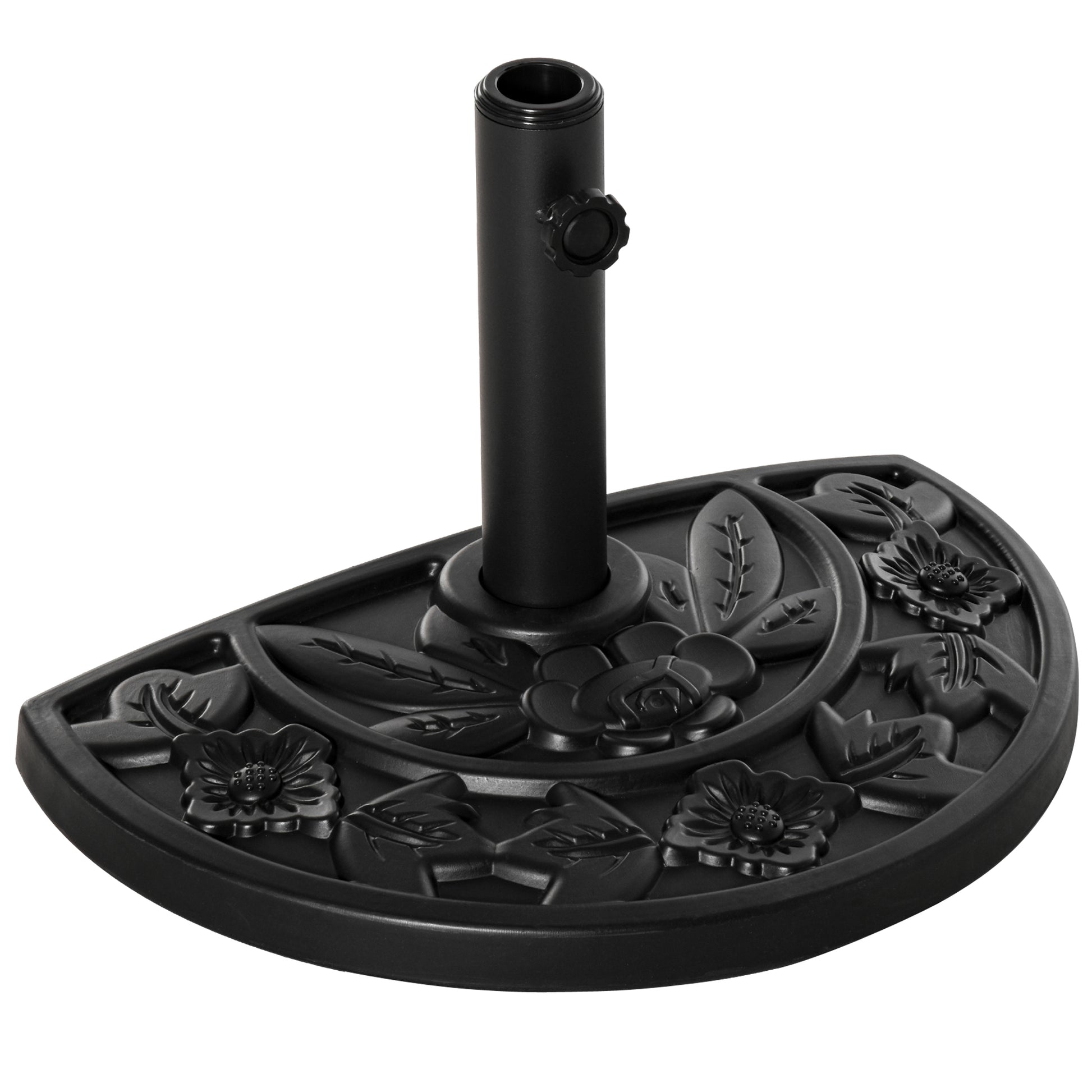 Outsunny 9kg Cement Concrete Half Round Parasol Base Umbrella Stand Garden Outdoor Accessories - Adjustable Coupler Suitable Umbrella Rod: Î¦3.5cm, Î¦3.8cm, Î¦4.8cm