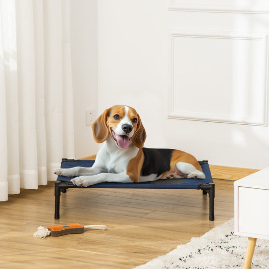 PawHut Raised Dog Bed Cat Elevated Lifted Puppy Pet Elevated Cot Portable Camping Basket â€“ Blue (Medium)