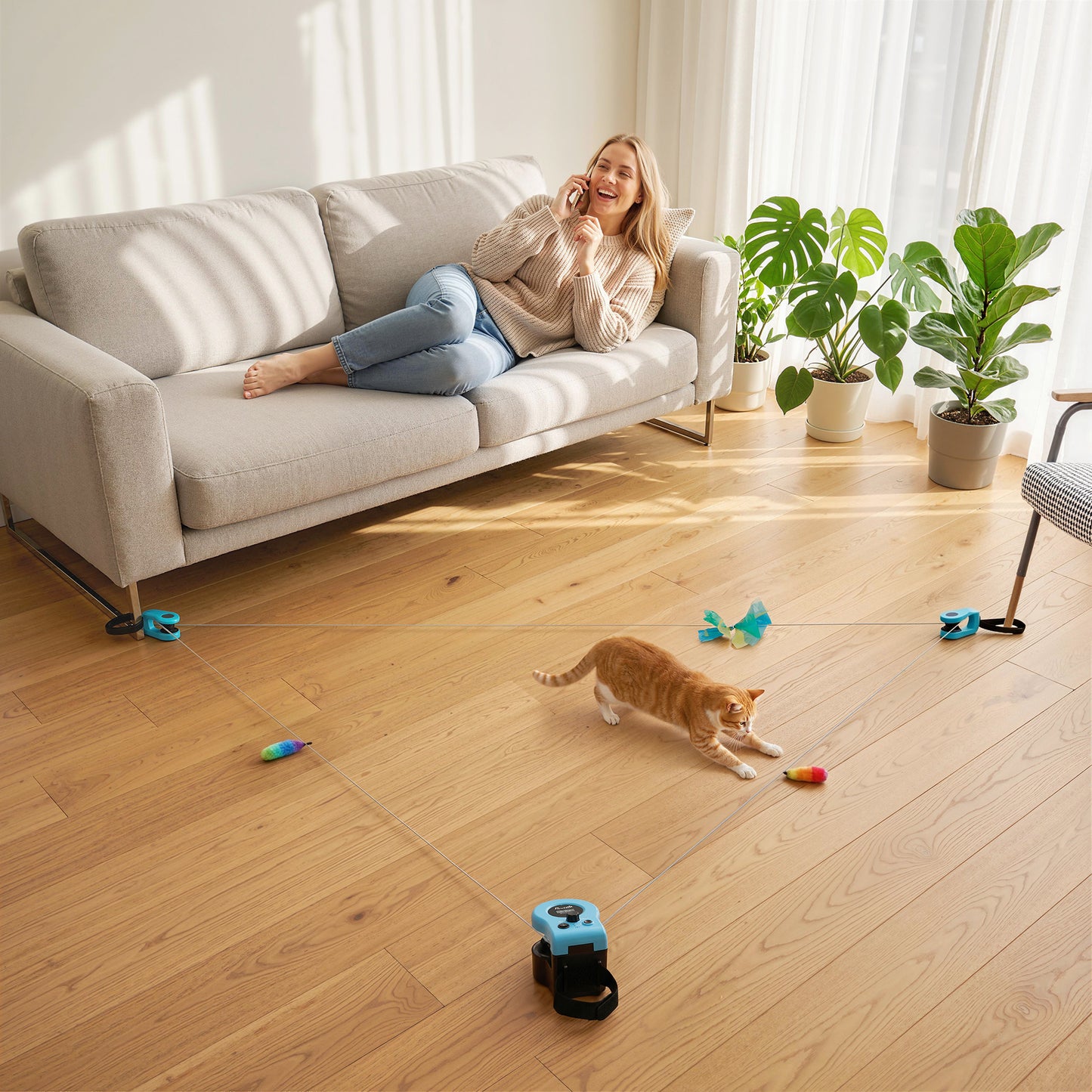PawHut Interactive Cat Toy for Indoor Kittens & Adult with Adjustable Speed, DIY Track & Mouse Sound