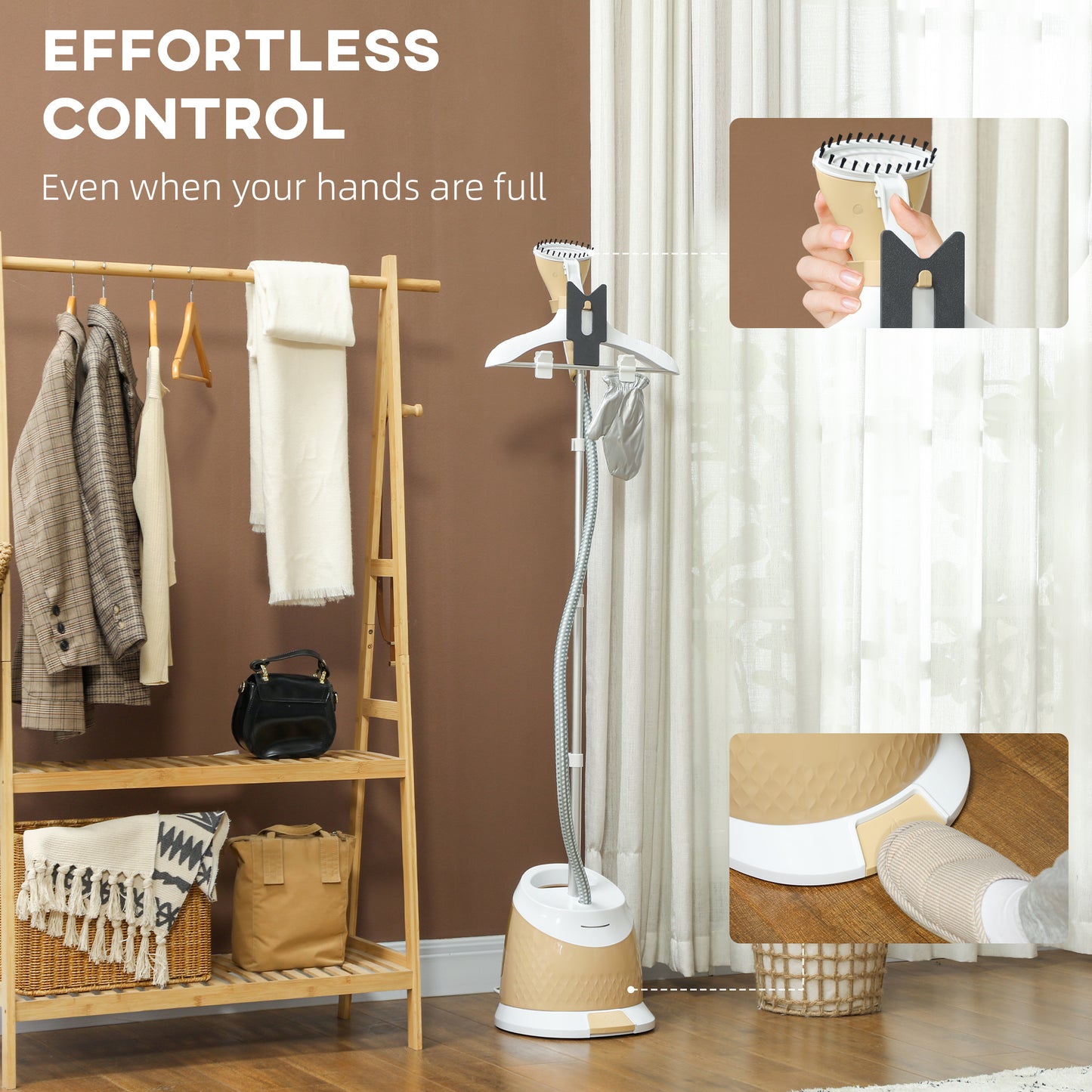 HOMCOM 1800W Standing Clothes Steamer, with Accessories - Grey