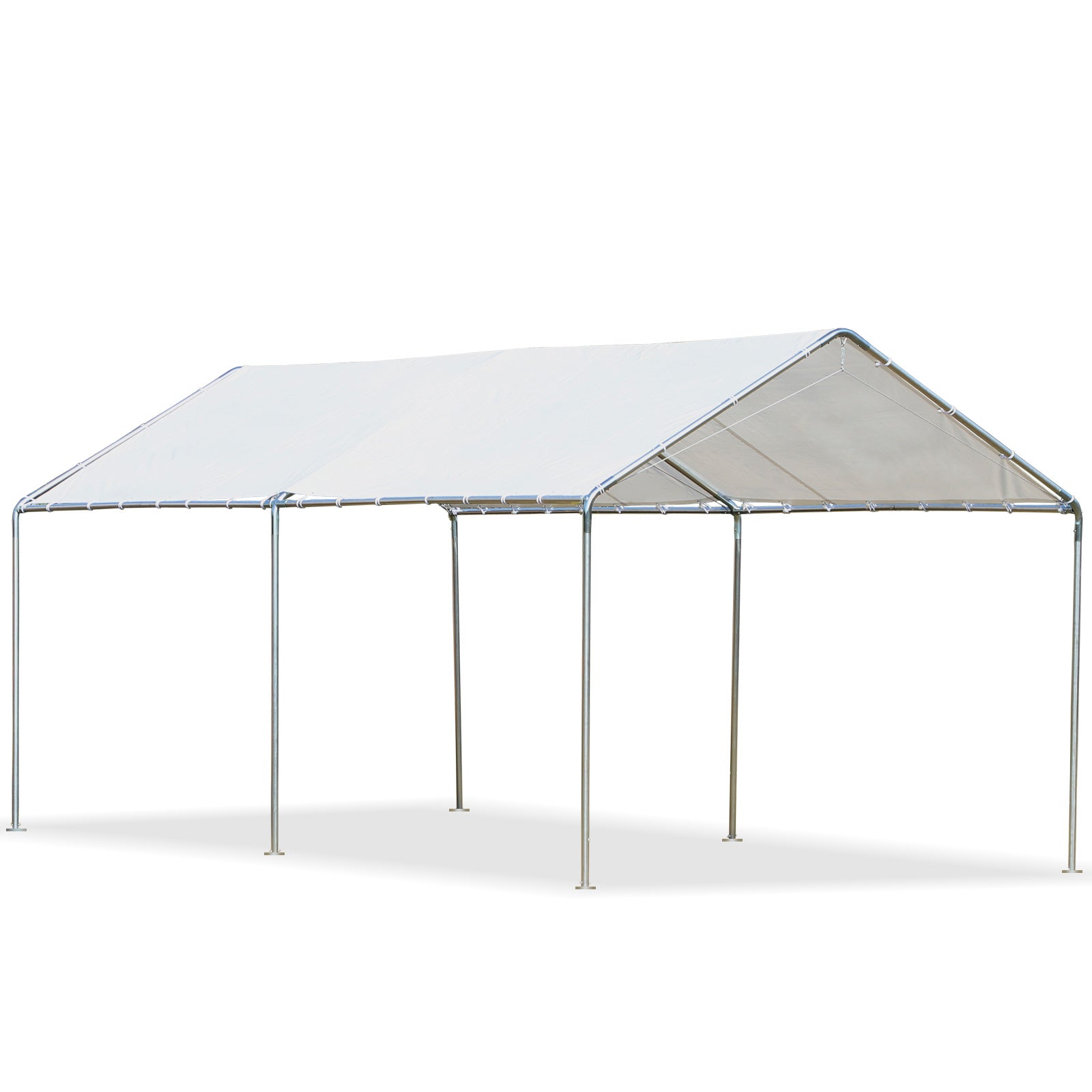 Outsunny 3 x 6m Heavy Duty Carport Garage Car Shelter Galvanized Steel Water UV Resistant Waterproof, White