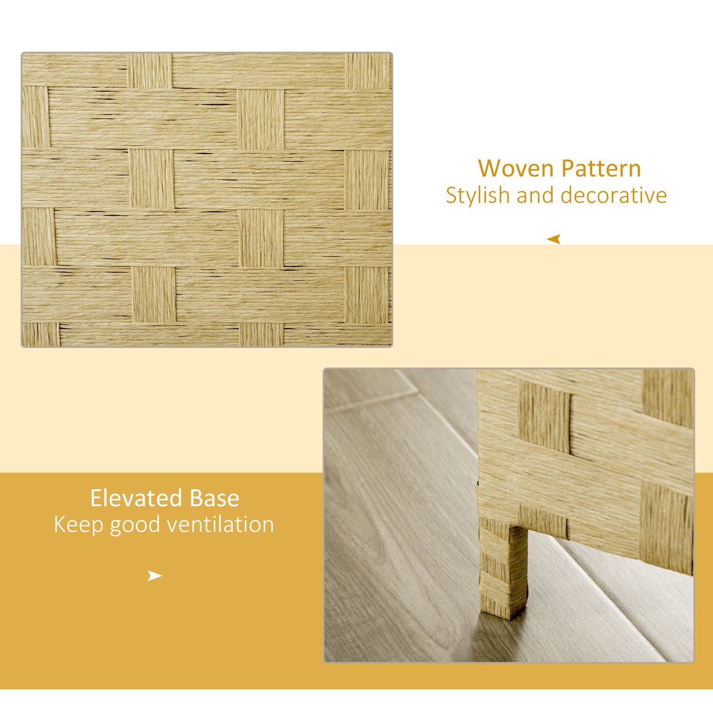 HOMCOM 4-Panel Room Dividers, Wave Fibre Freestanding Folding Privacy Screen Panels, Partition Wall Divider for Indoor Bedroom Office, 170Â cm, Brown