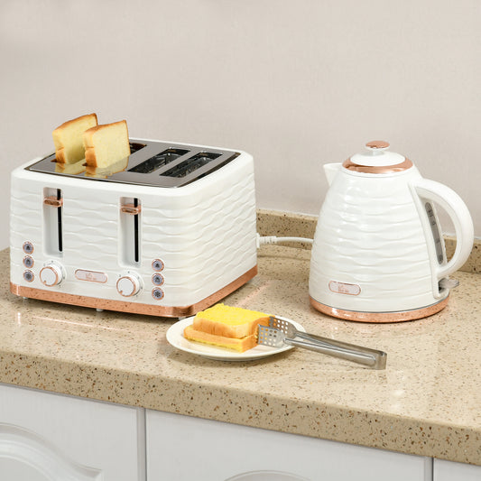 HOMCOM Four-Slice Rippled Toaster - White