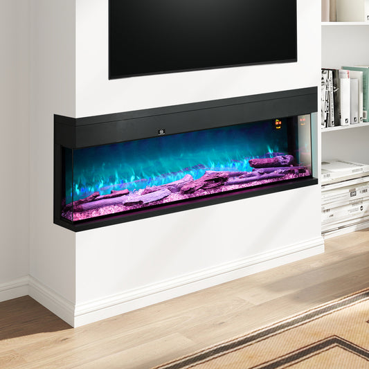 HOMCOM 1800W 15-40â„ƒ Adjustable Flame Glass Panel Convector Heater, 152cm