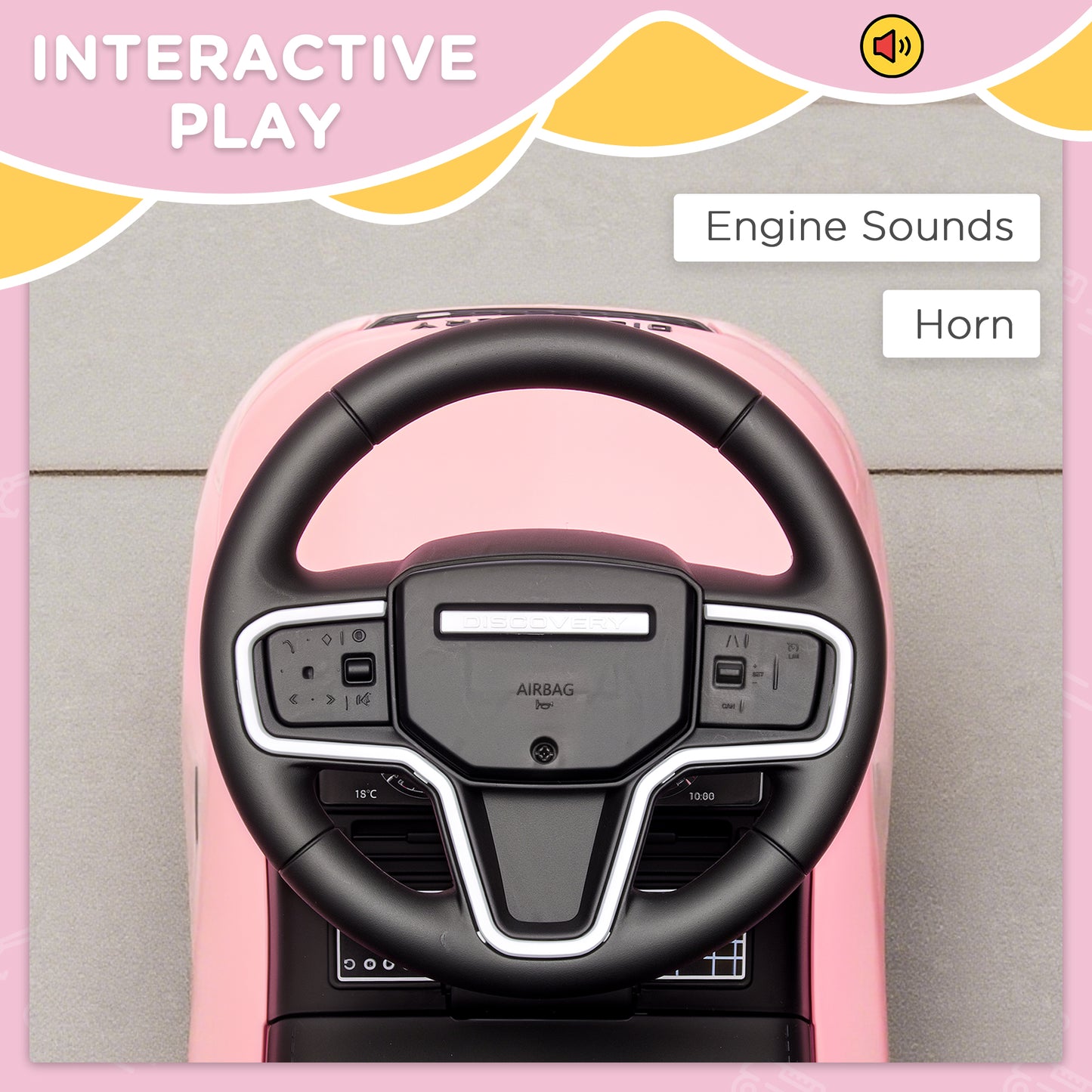 AIYAPLAY Land Rover Licensed Toddler Ride on Car with Horn, Engine Sounds, Under-Seat Storage, for 18-36 Months, Pink