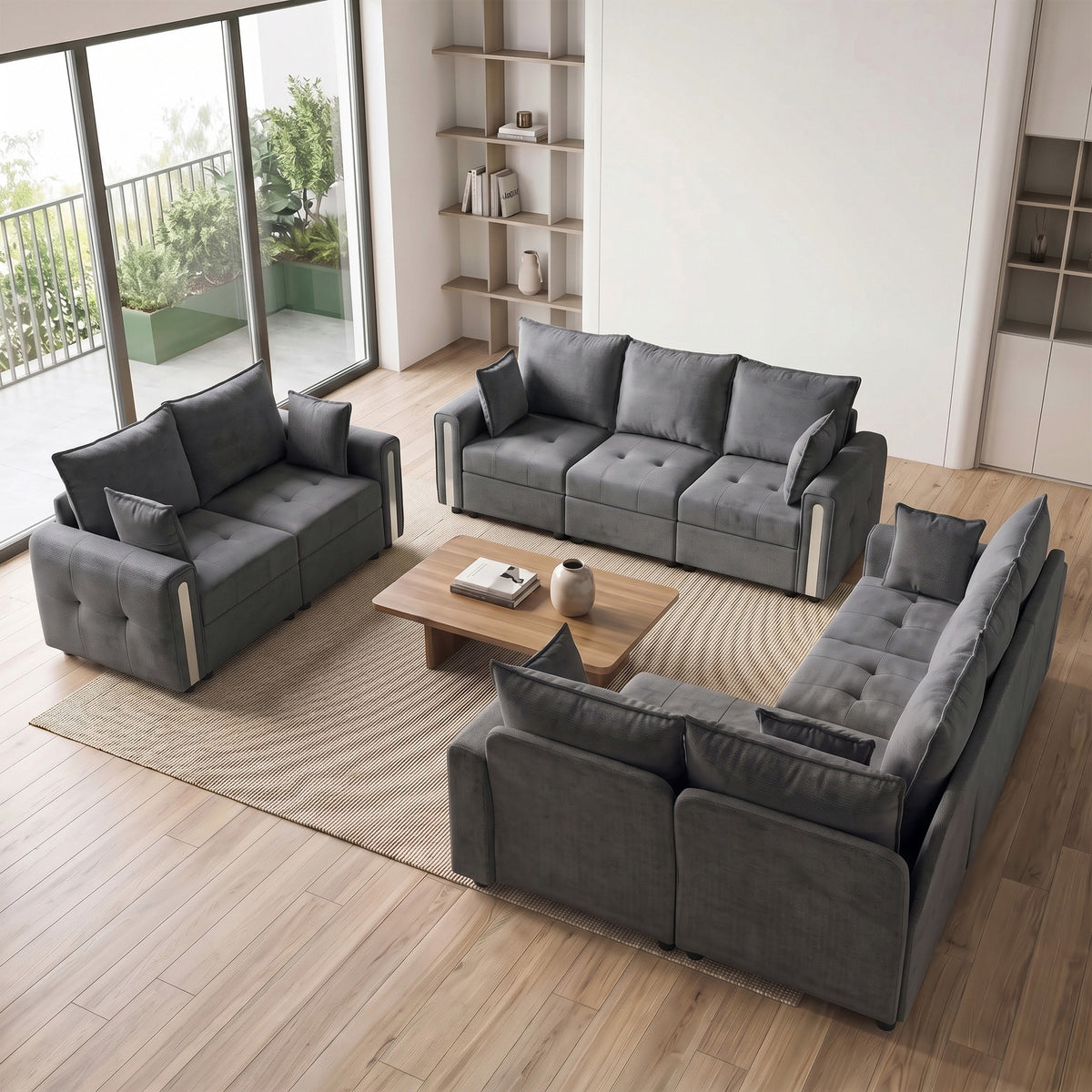 HOMCOM 228cm L Shaped Sofa with Lift-Up Storage, 3-Seater Sectional Sofa with Wide Deep Seat, Dark Grey