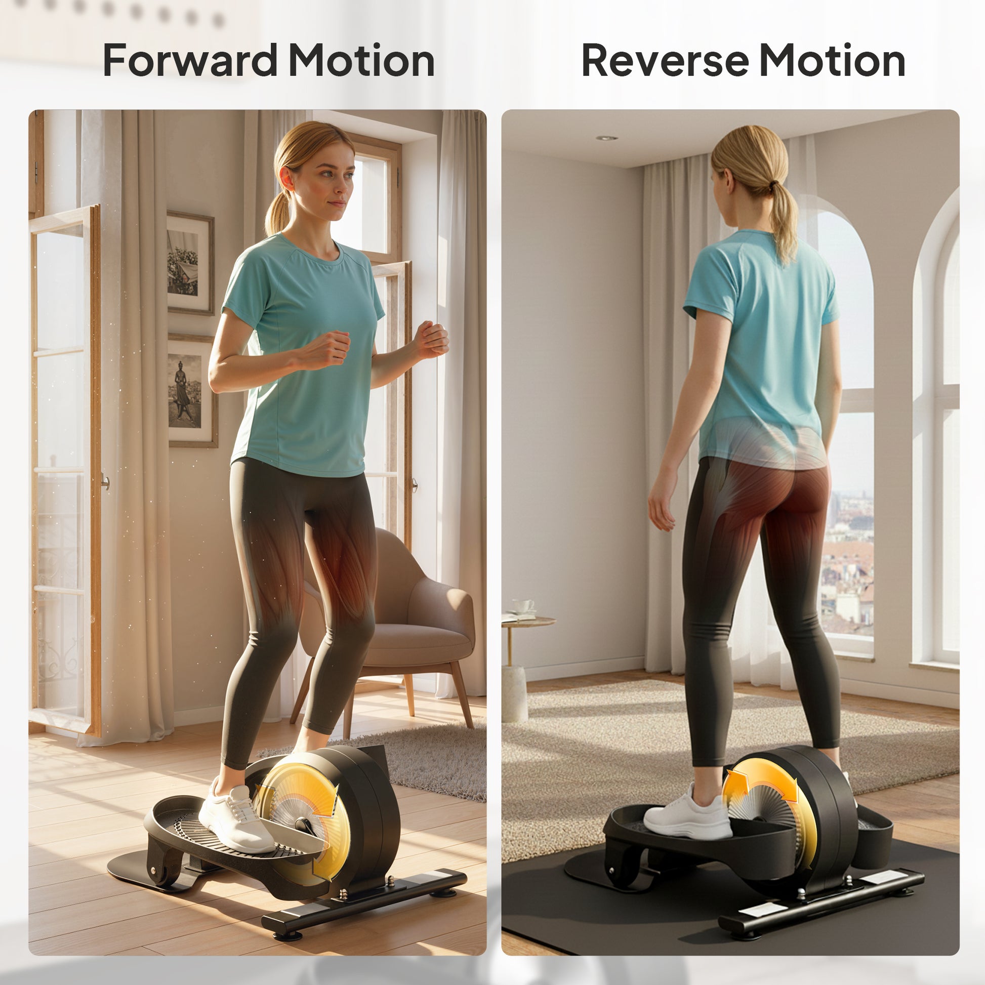 SPORTNOW Under Desk Elliptical Machine with LCD Monitor, 8 Adjustable Magnetic Resistances for 2-in-1 Seat & Stand Up Exercise