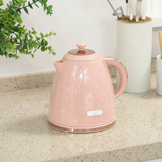 HOMCOM 3kW Rapid Boil Honeycomb Kettle - Light Pink