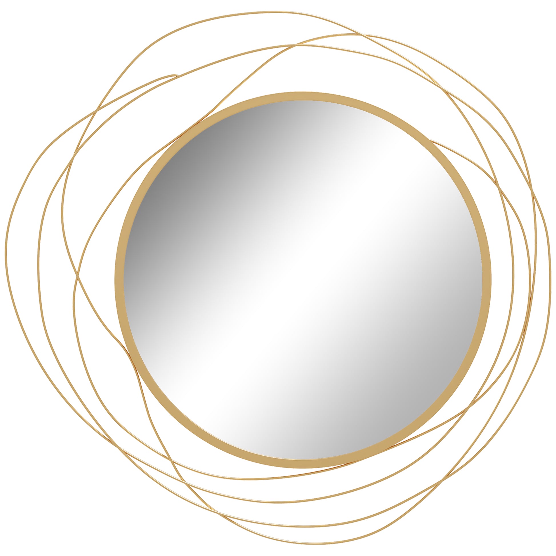 HOMCOM Metal Wall Art 65cm Modern Decorative Mirror Decor for Living Room Bedroom Dining Room, Gold Tone