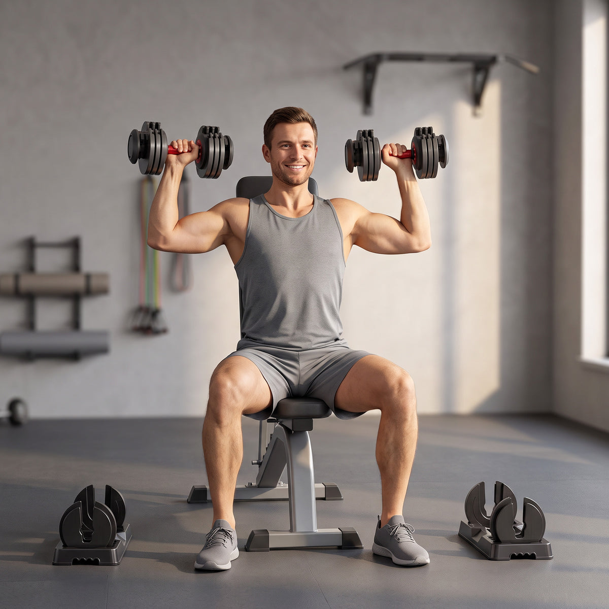 SPORTNOW 24kg Adjustable Dumbbell Set of 2, 10-in-1 Dumbbell Weights with Quick-Dial System, Safety Lock, Non-Slip Grip, Storage Tray, Space-Saving Free Weights for Home Gym Strength Training